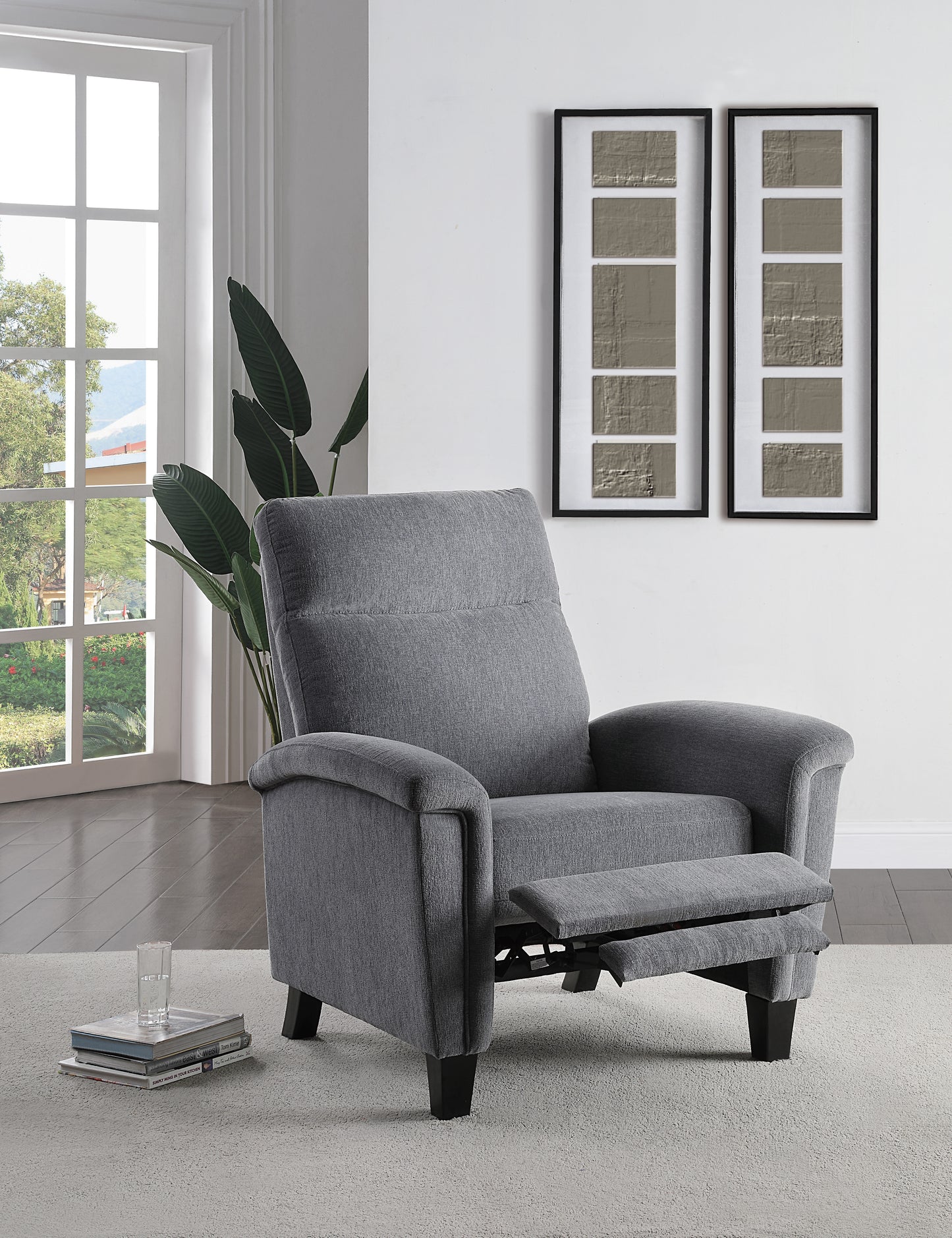 Homelegance Weiser Reclining Chair in Gray Chenille with Dark Brown Feet 9400CNGY-1
