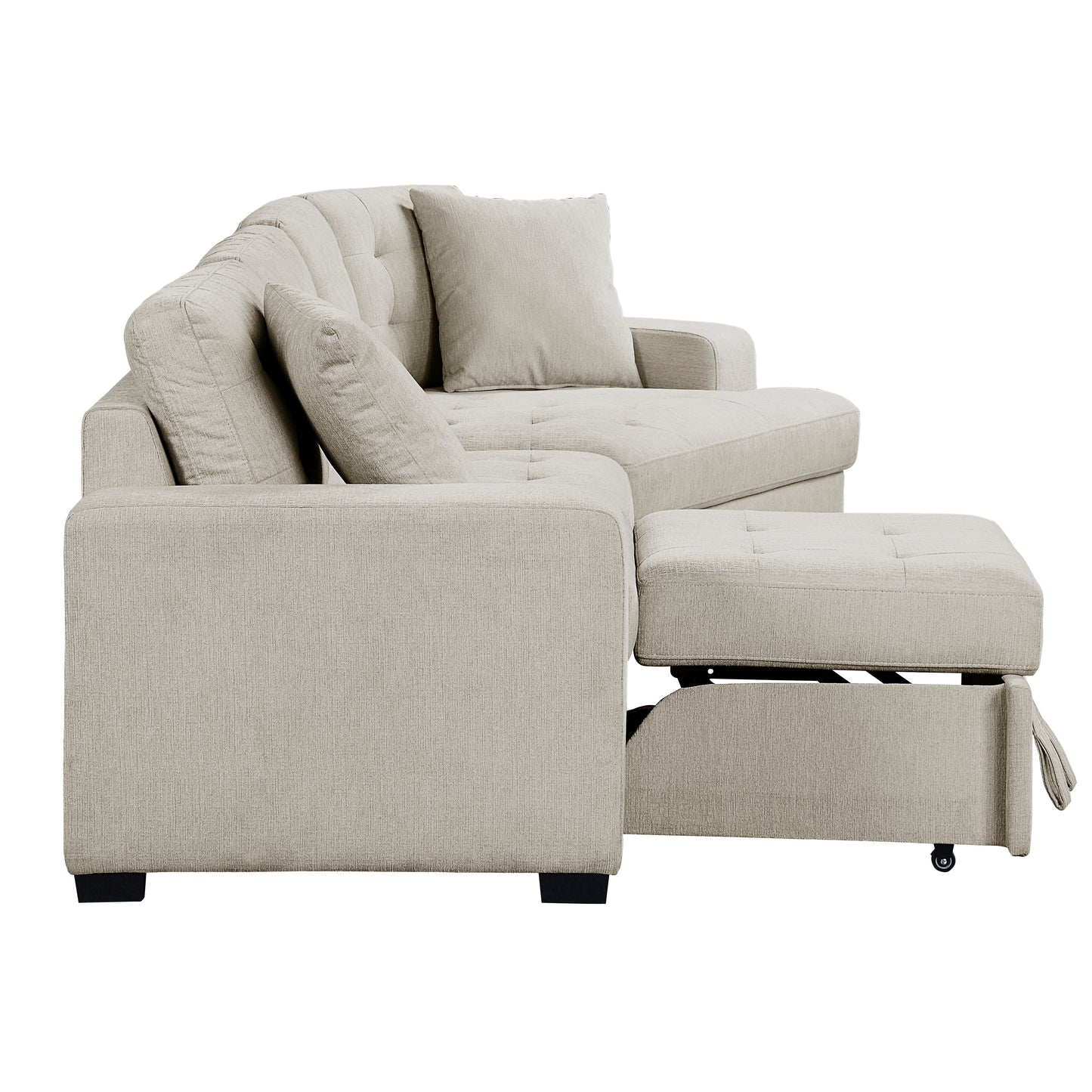 Homelegance Logansport Beige Chenille 2-Piece Sectional Sofa with Ottoman 9401BEG-22LRU
