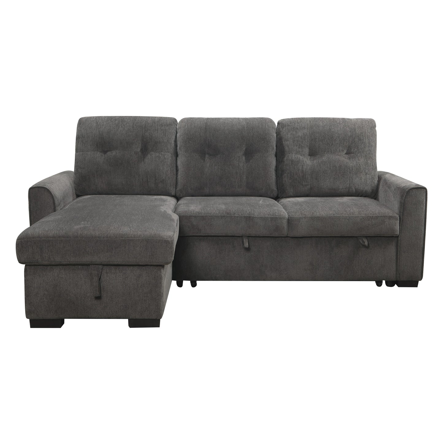 Homelegance Carolina Sectional Sofa Dark Gray Chenille with Pull-Out Bed 9402DGY-SC