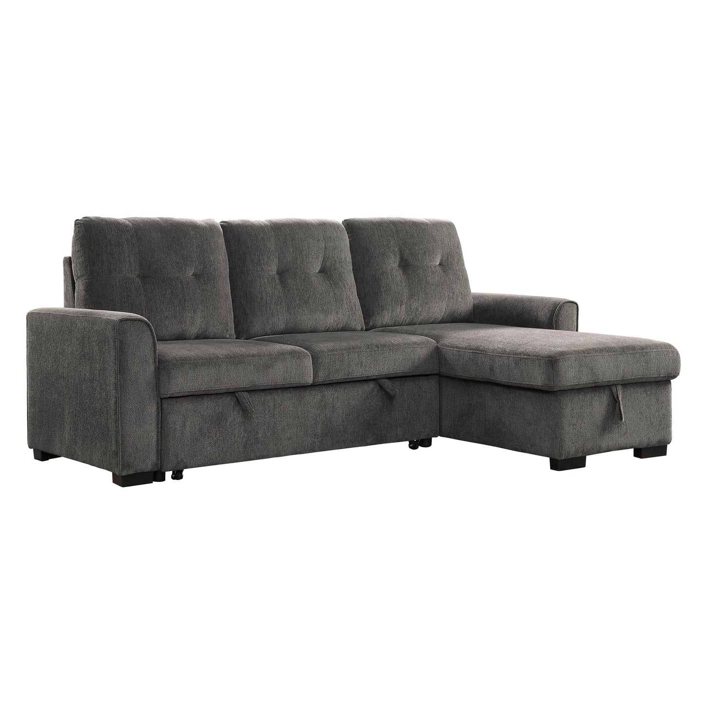 Homelegance Carolina Sectional Sofa Dark Gray Chenille with Pull-Out Bed 9402DGY-SC