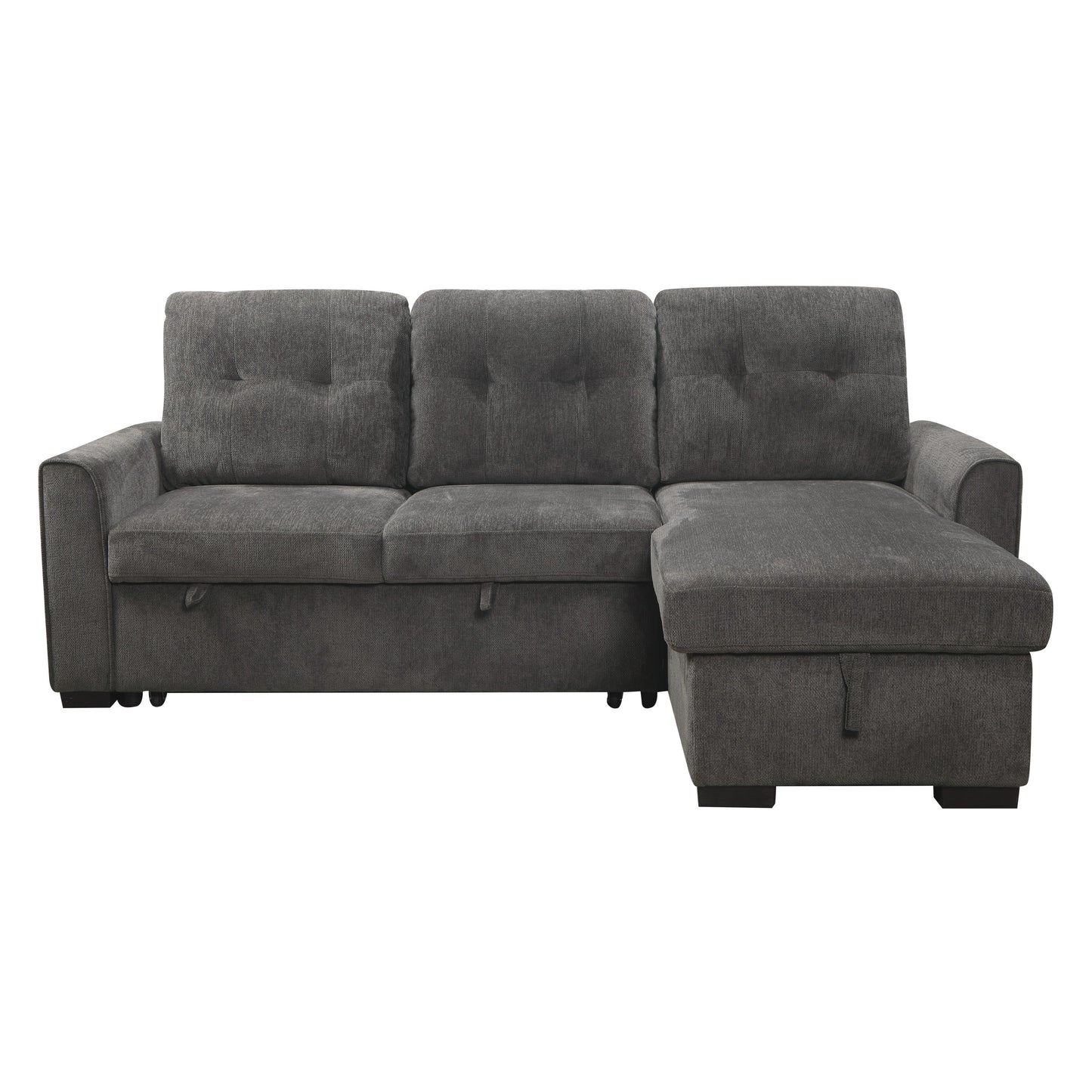 Homelegance Carolina Sectional Sofa Dark Gray Chenille with Pull-Out Bed 9402DGY-SC
