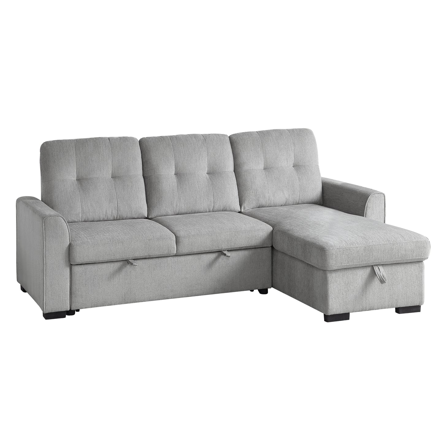 Homelegance Carolina Gray Chenille Reversible Sectional Sofa with Pull-Out Bed 9402GRY-SC