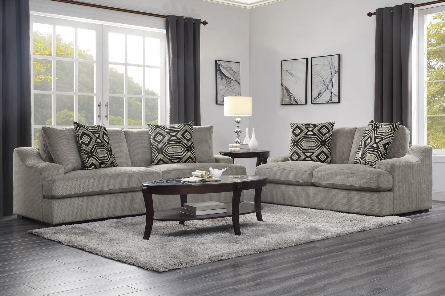 Homelegance Orofino Gray Textured Microfiber Sectional Sofa 9404GY-3