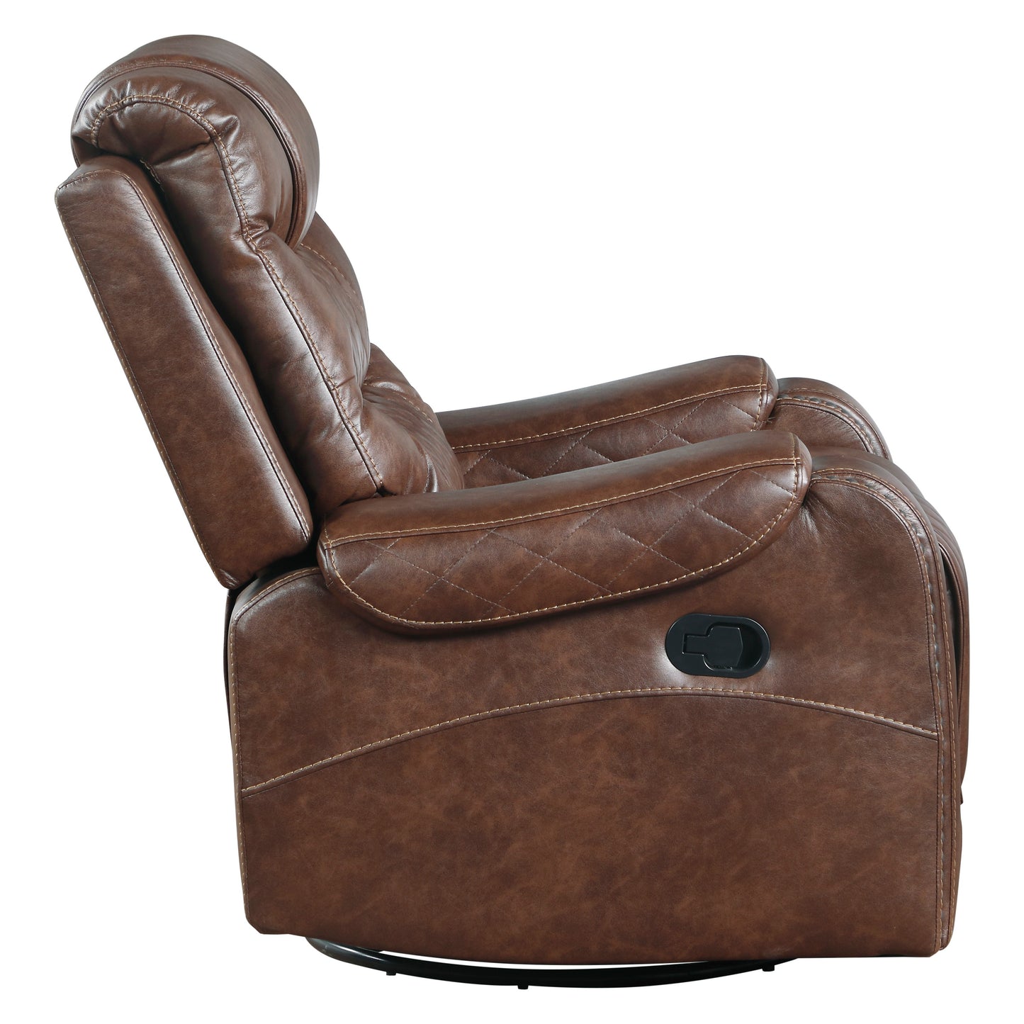 Homelegance Putnam Swivel Glider Reclining Chair in Brown Faux Leather 9405BR-1