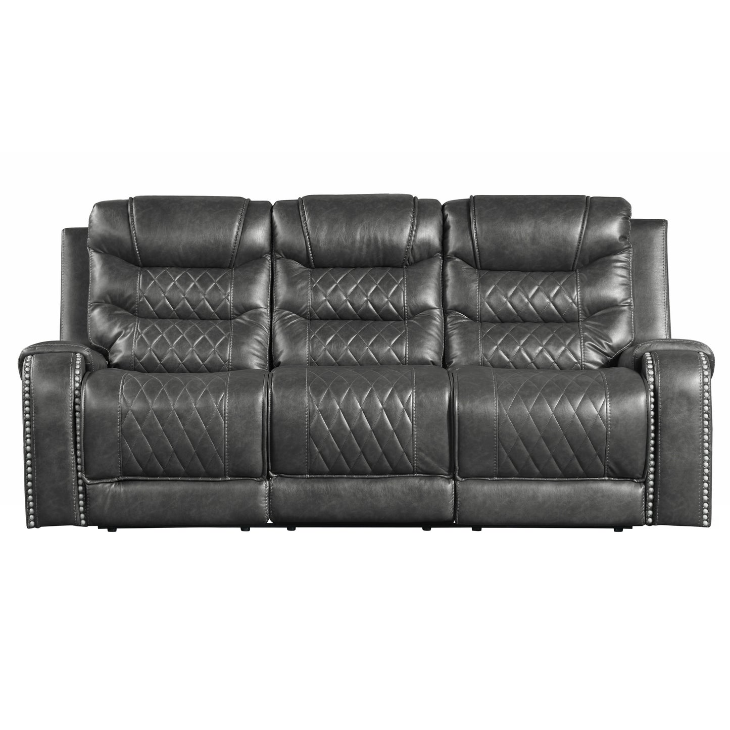 Homelegance Putnam Gray Faux Leather Double Reclining Sectional Sofa 9405GY-3