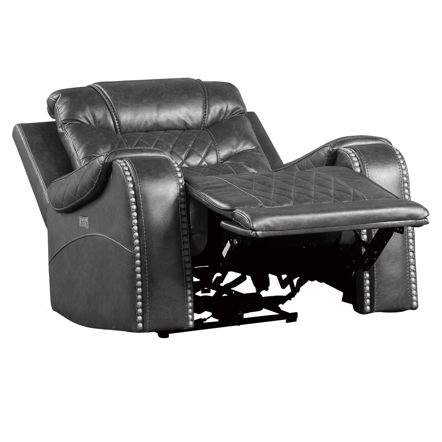Homelegance Putnam Power Reclining Chair in Gray Faux Leather 9405GY-1PW