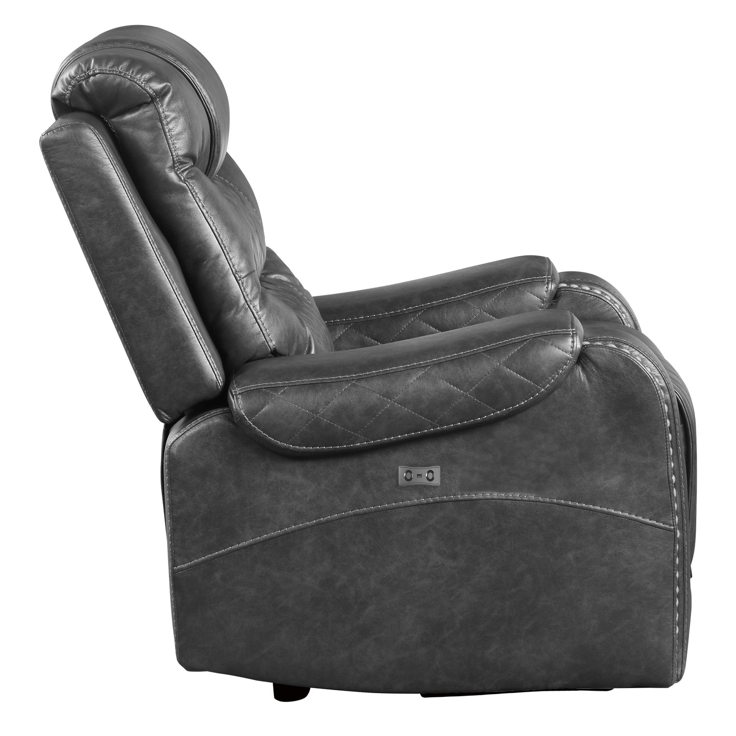 Homelegance Putnam Power Reclining Chair in Gray Faux Leather 9405GY-1PW