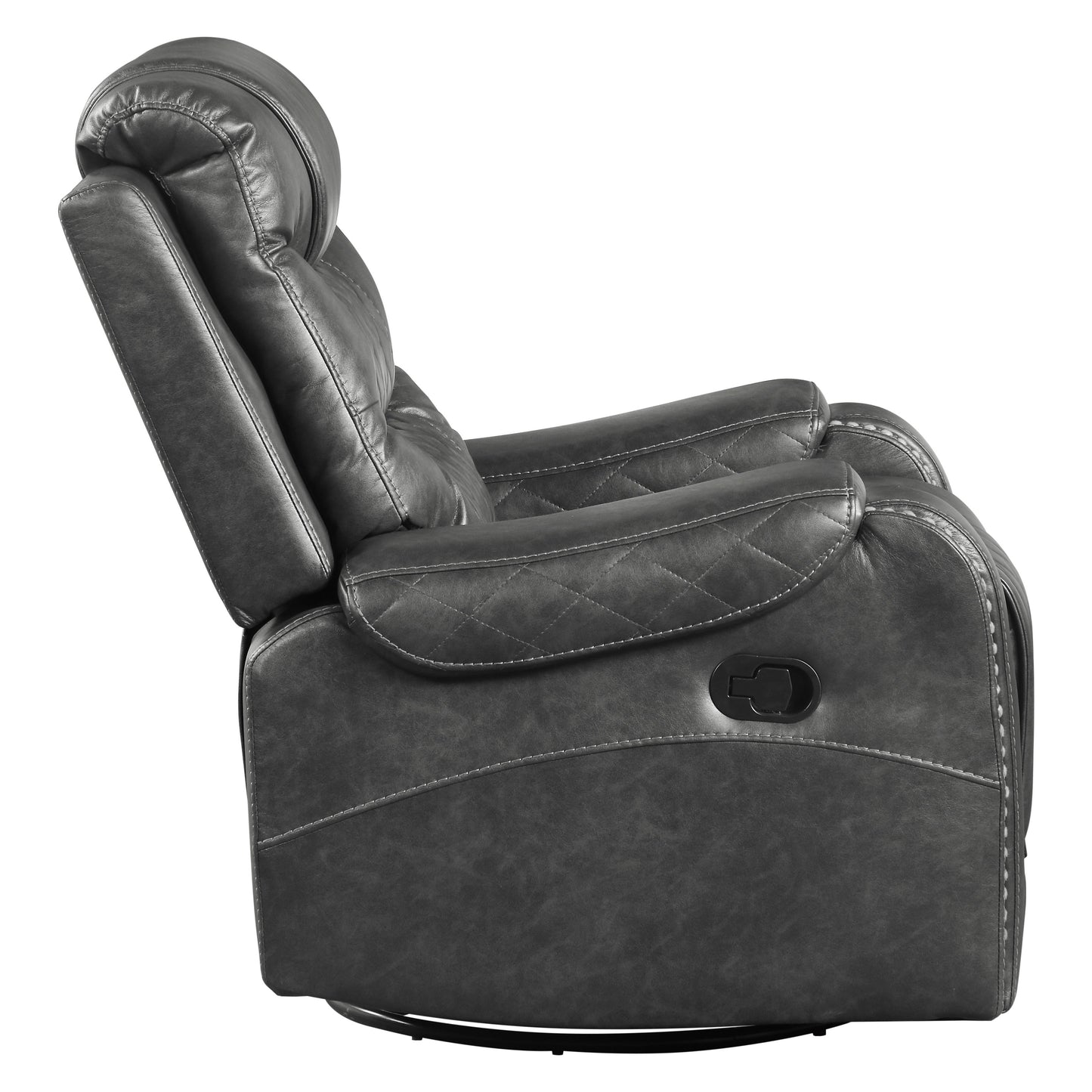 Homelegance Putnam Swivel Glider Reclining Chair in Gray Faux Leather 9405GY-1