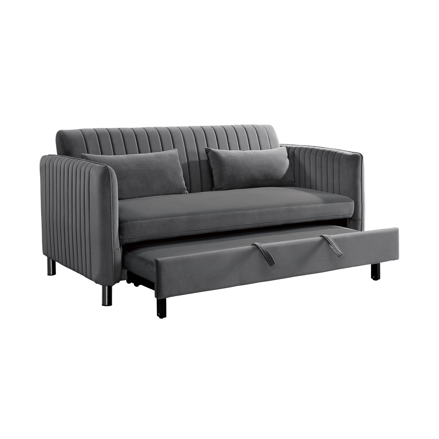 Homelegance Greenway Sofa in Luxurious Brown-Gray Velvet with Pull-Out Bed 9406BRG-3CL