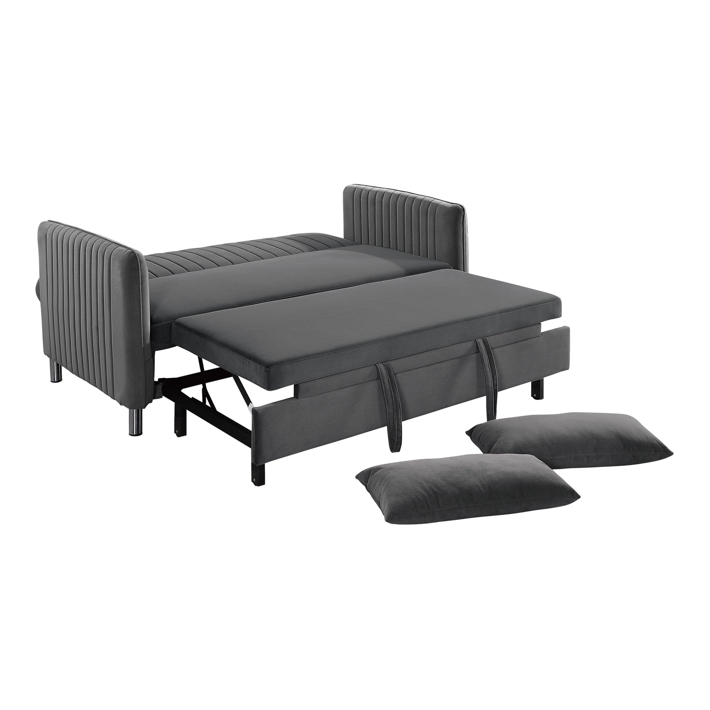 Homelegance Greenway Sofa in Luxurious Brown-Gray Velvet with Pull-Out Bed 9406BRG-3CL