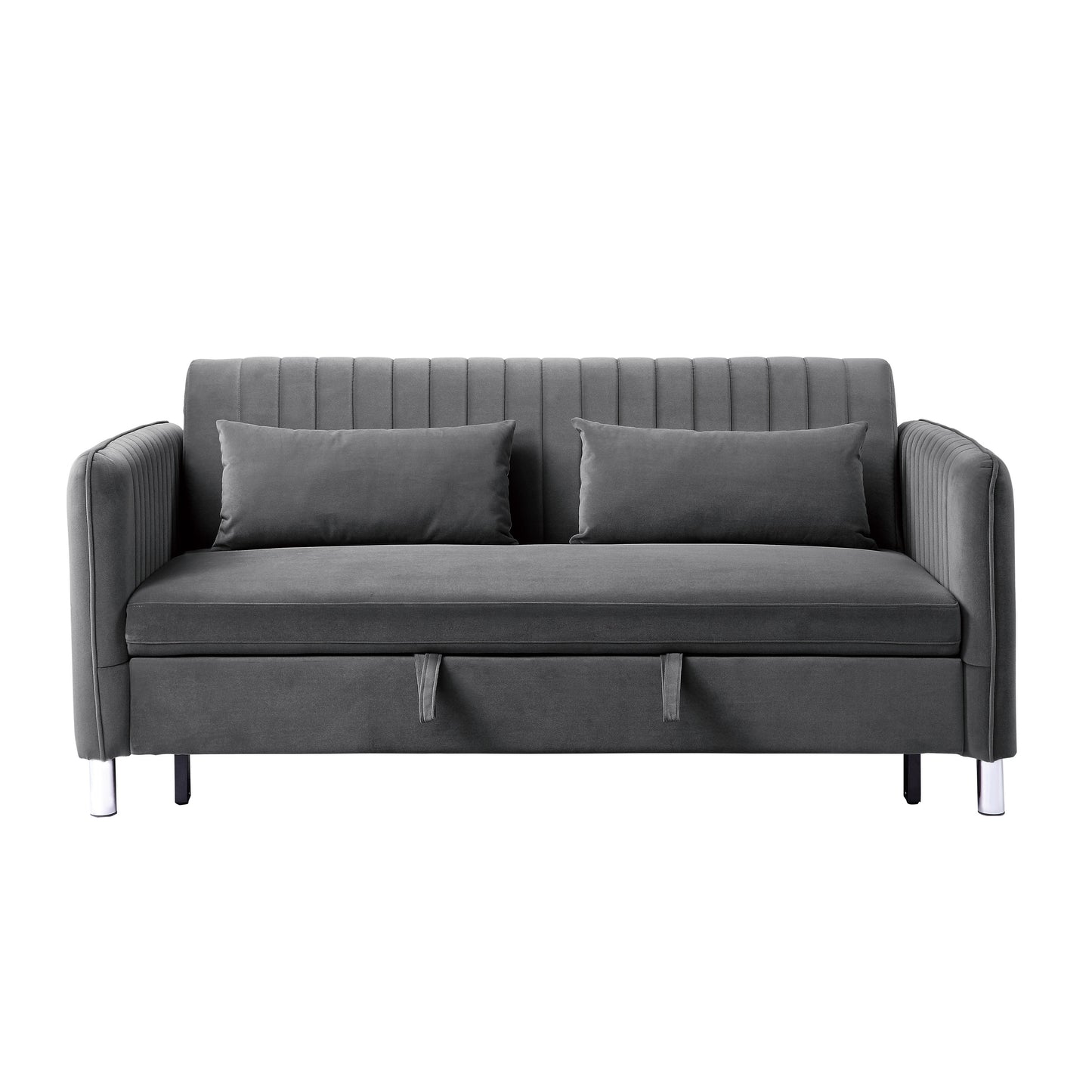 Homelegance Greenway Sofa in Luxurious Brown-Gray Velvet with Pull-Out Bed 9406BRG-3CL