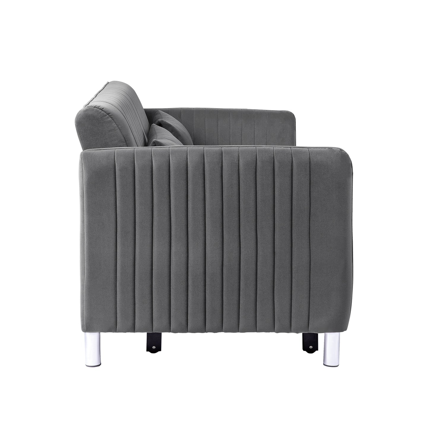 Homelegance Greenway Sofa in Luxurious Brown-Gray Velvet with Pull-Out Bed 9406BRG-3CL