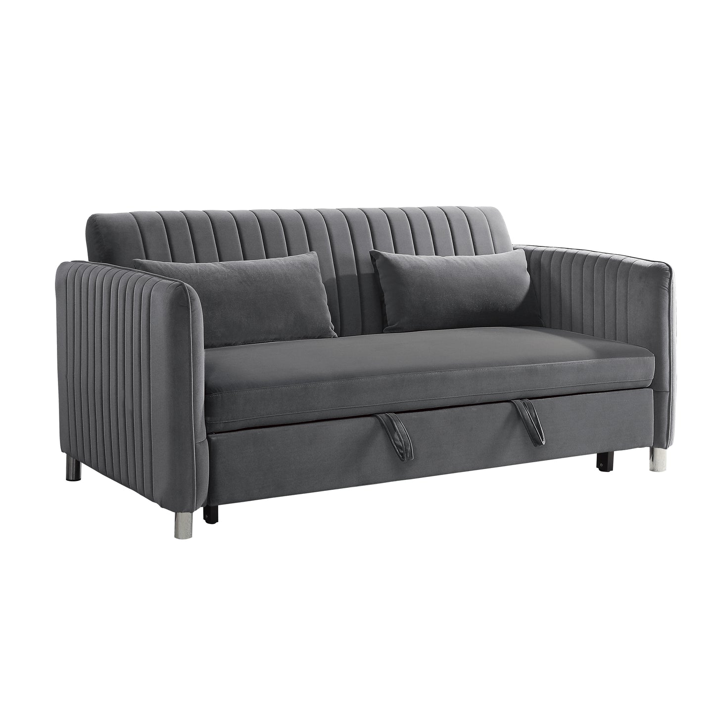 Homelegance Greenway Sofa in Luxurious Brown-Gray Velvet with Pull-Out Bed 9406BRG-3CL