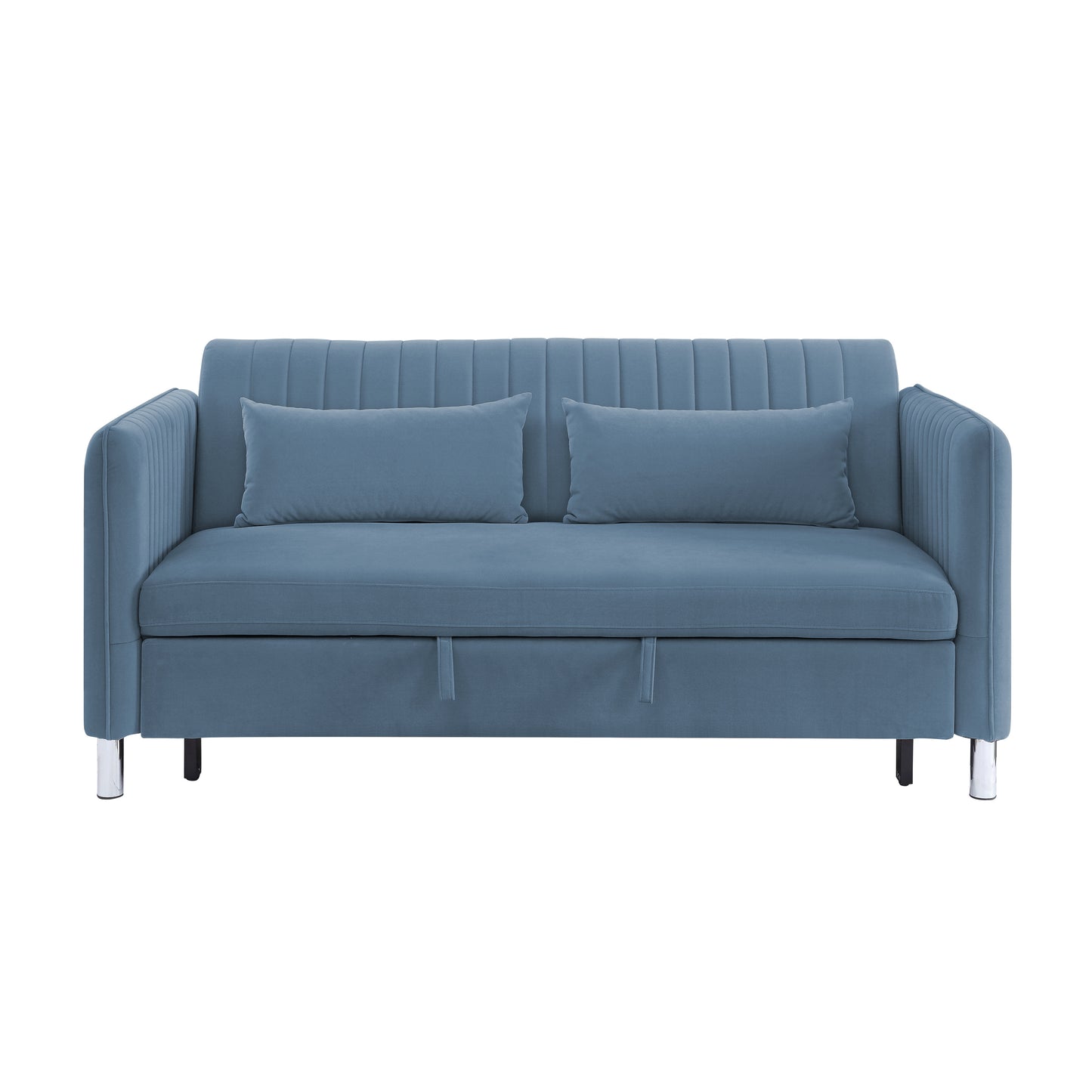 Homelegance Greenway Sectional Sofa Blue Velvet Convertible Sleeper 9406NBU-3CL