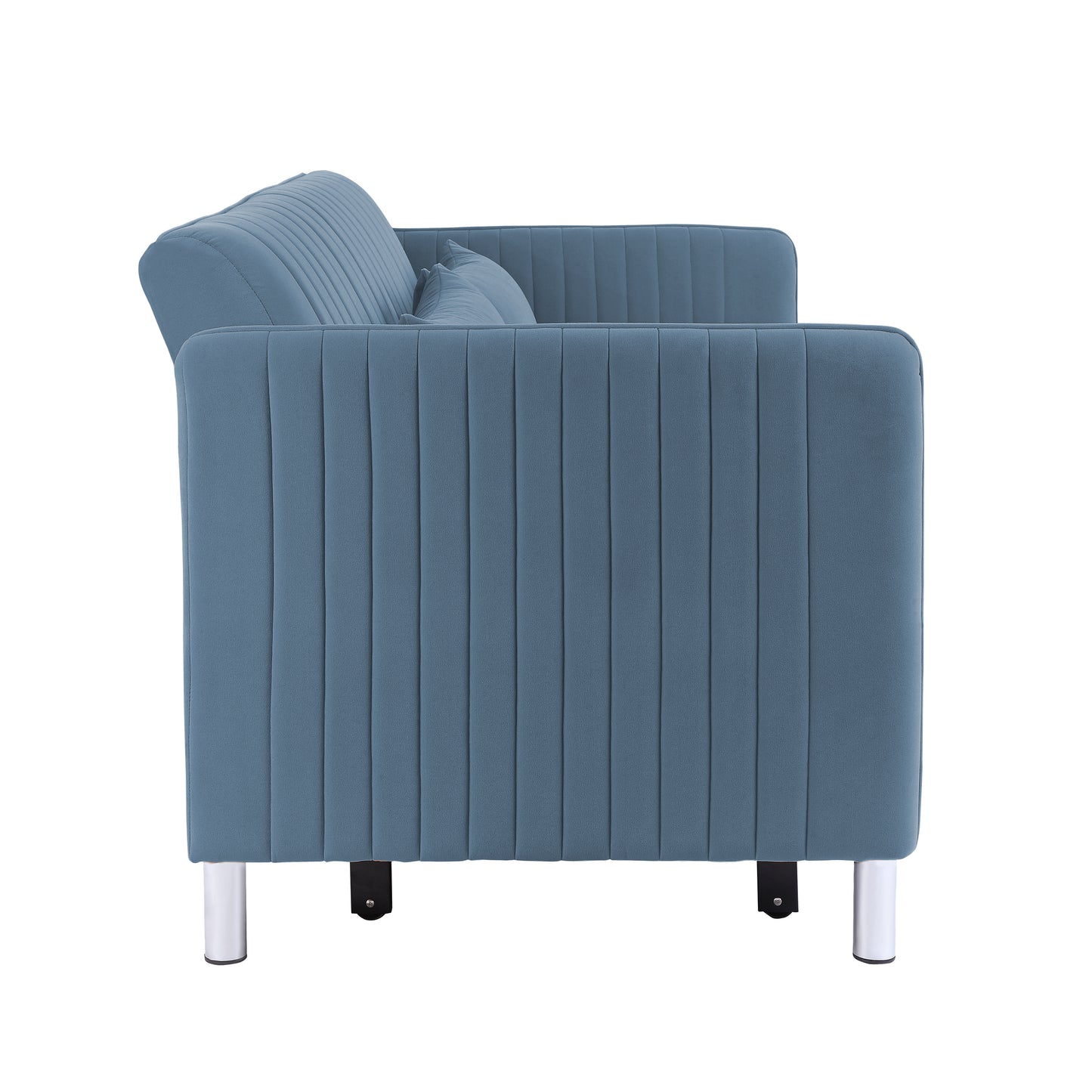 Homelegance Greenway Sectional Sofa Blue Velvet Convertible Sleeper 9406NBU-3CL