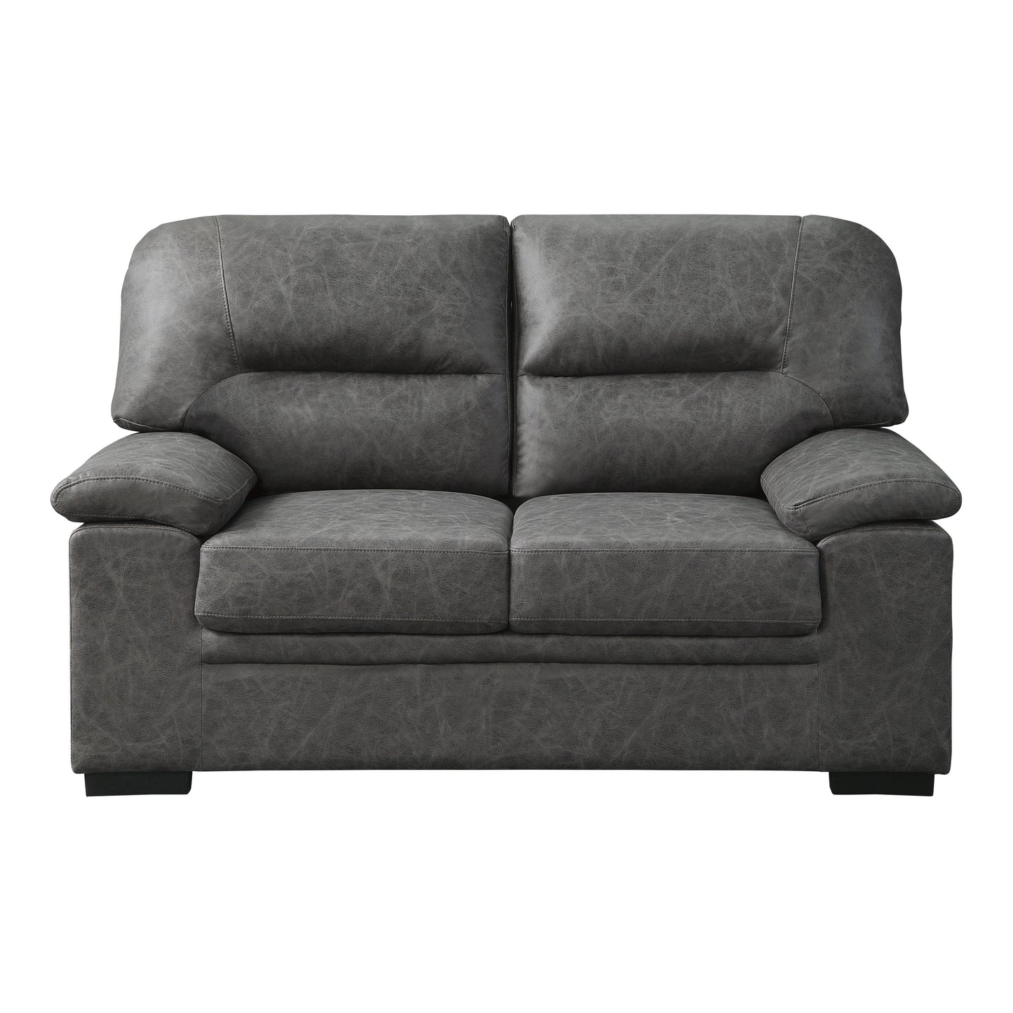Homelegance Michigan Loveseat in Dark Gray Polished Microfiber 9407DG-2
