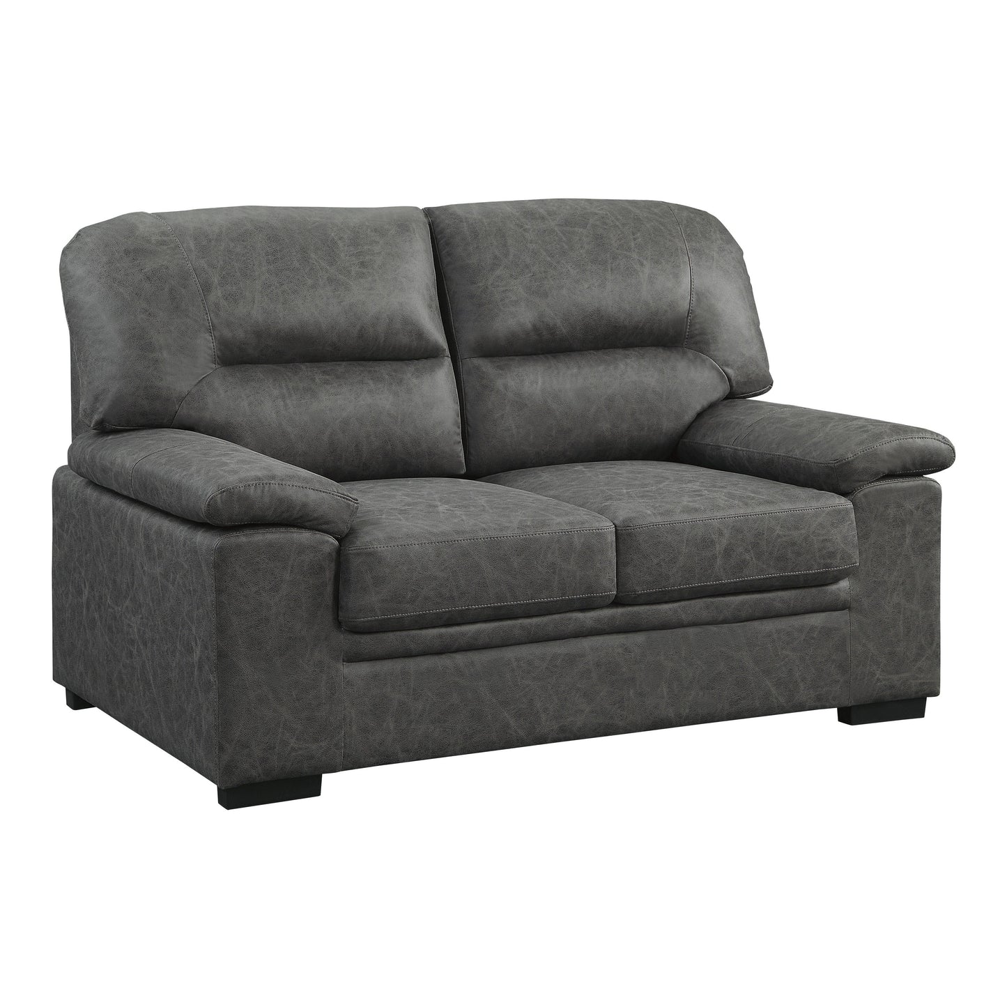 Homelegance Michigan Loveseat in Dark Gray Polished Microfiber 9407DG-2