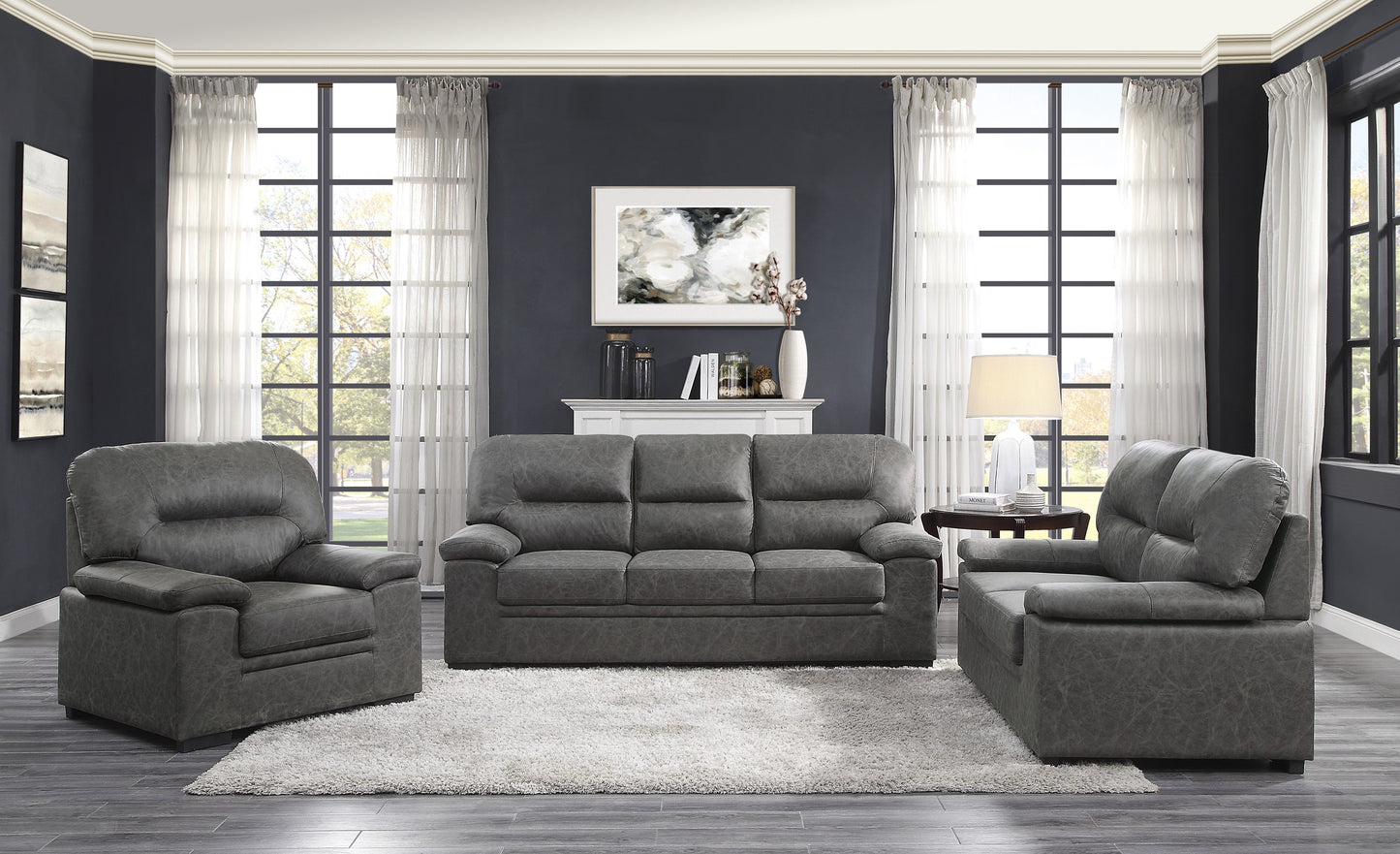 Homelegance Michigan Accent Chair in Dark Gray Polished Microfiber 9407DG-1