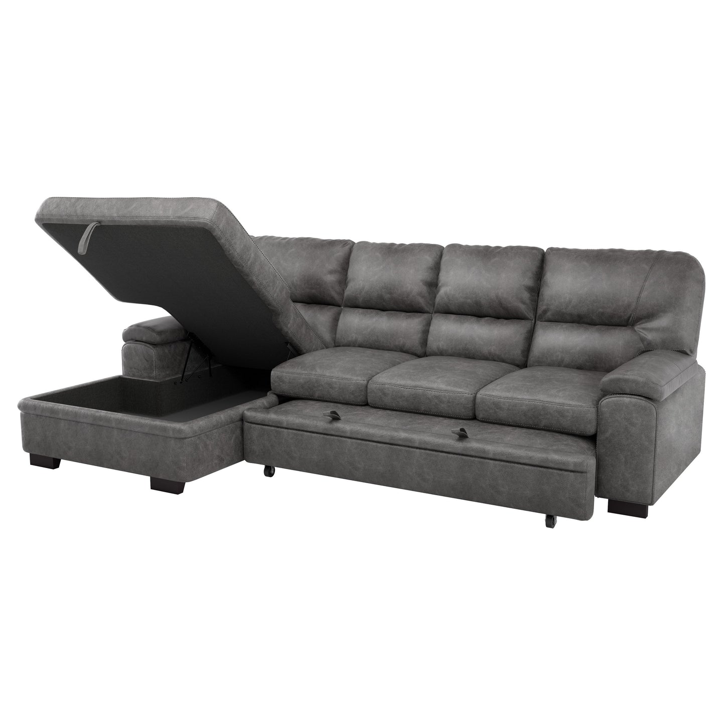 Homelegance Michigan Sectional Sofa in Dark Gray 9407DG-2LC3R