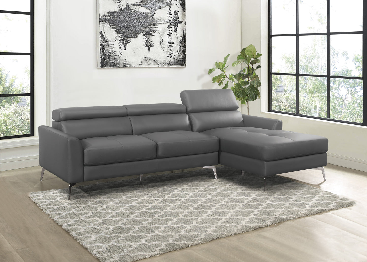 Homelegance Ashland Dark Gray 2-Piece Sectional Sofa with Chaise 9408DGY-SC