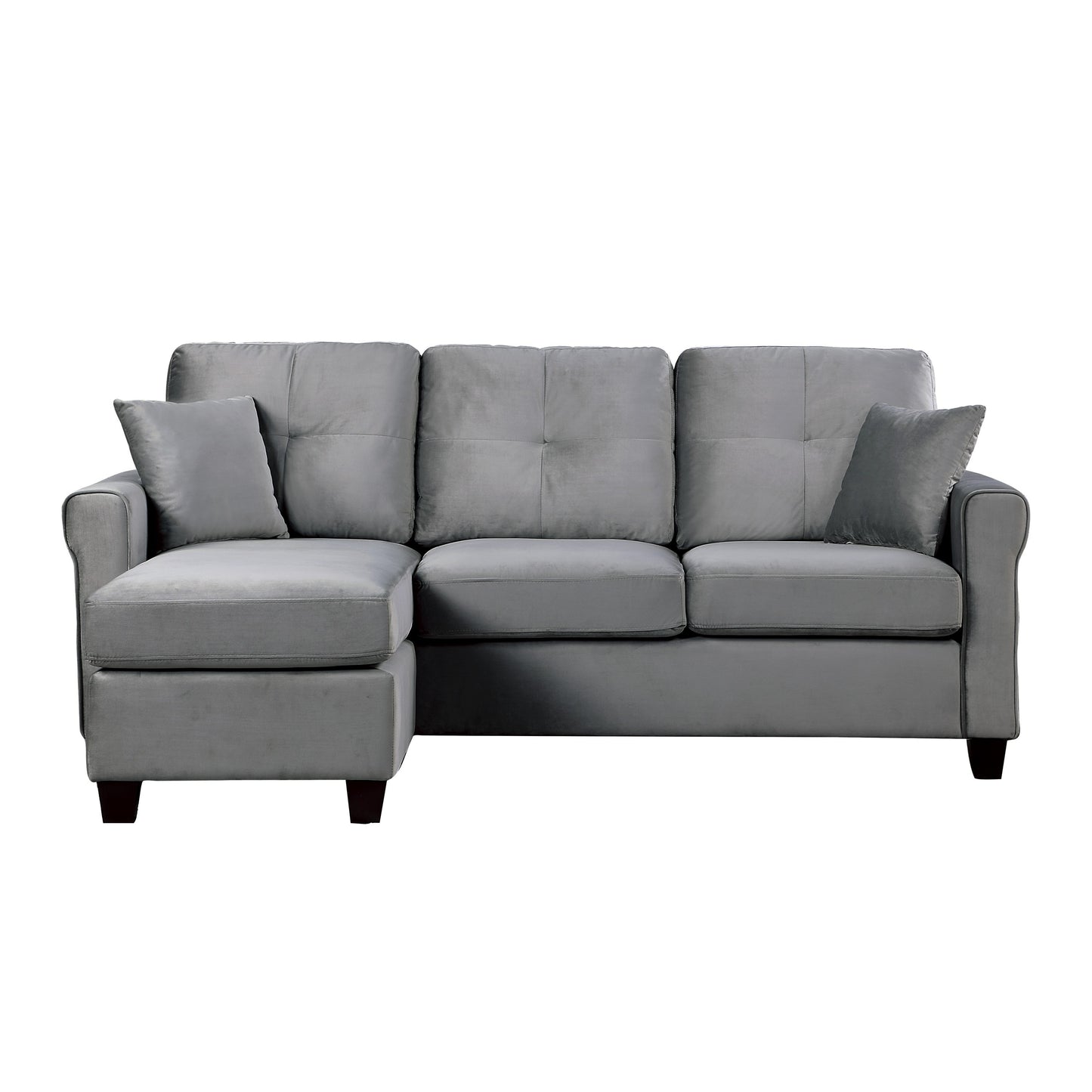 Homelegance Monty Sectional Sofa Gray Velvet Reversible Design 9411GY-3SC