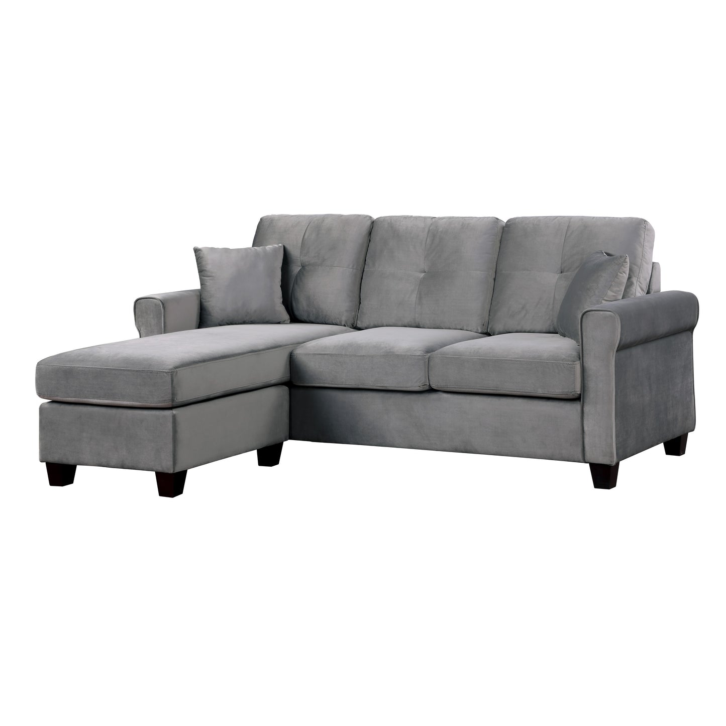 Homelegance Monty Sectional Sofa Gray Velvet Reversible Design 9411GY-3SC
