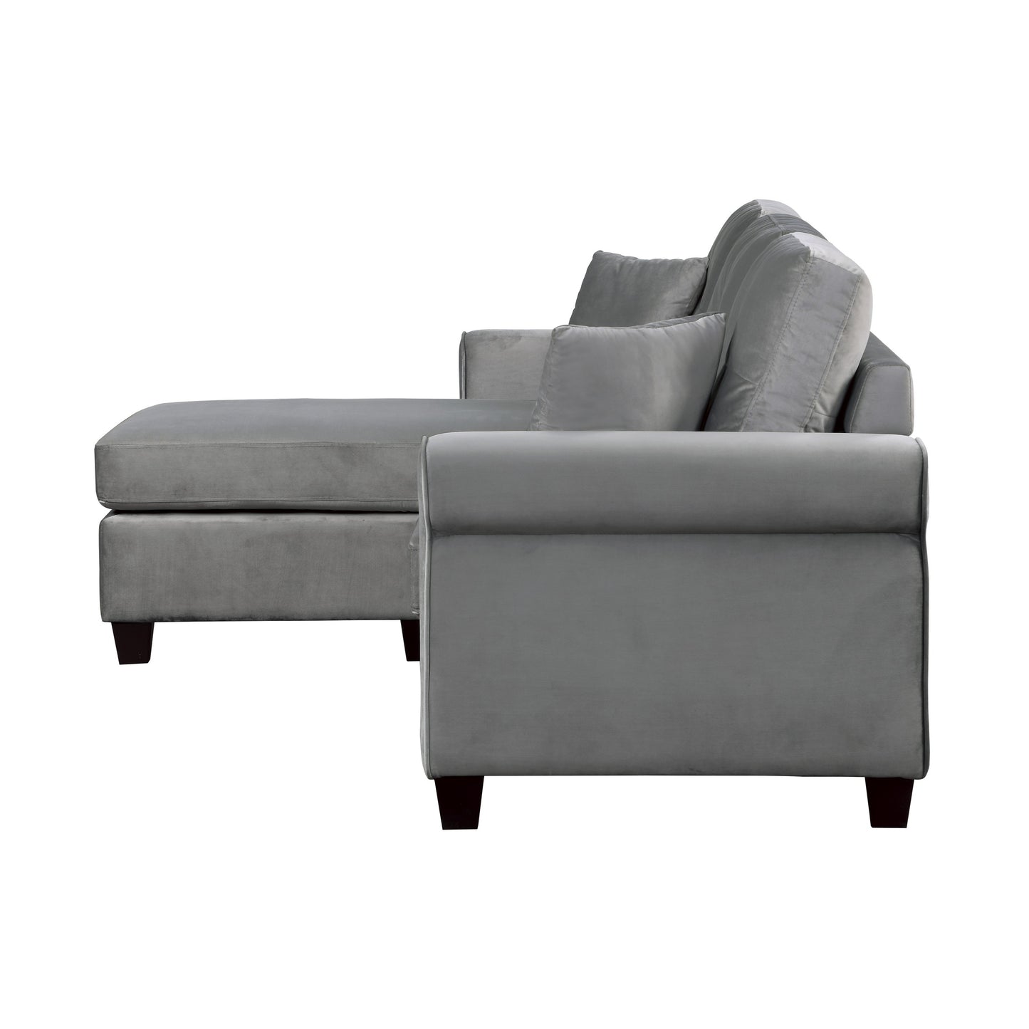 Homelegance Monty Sectional Sofa Gray Velvet Reversible Design 9411GY-3SC