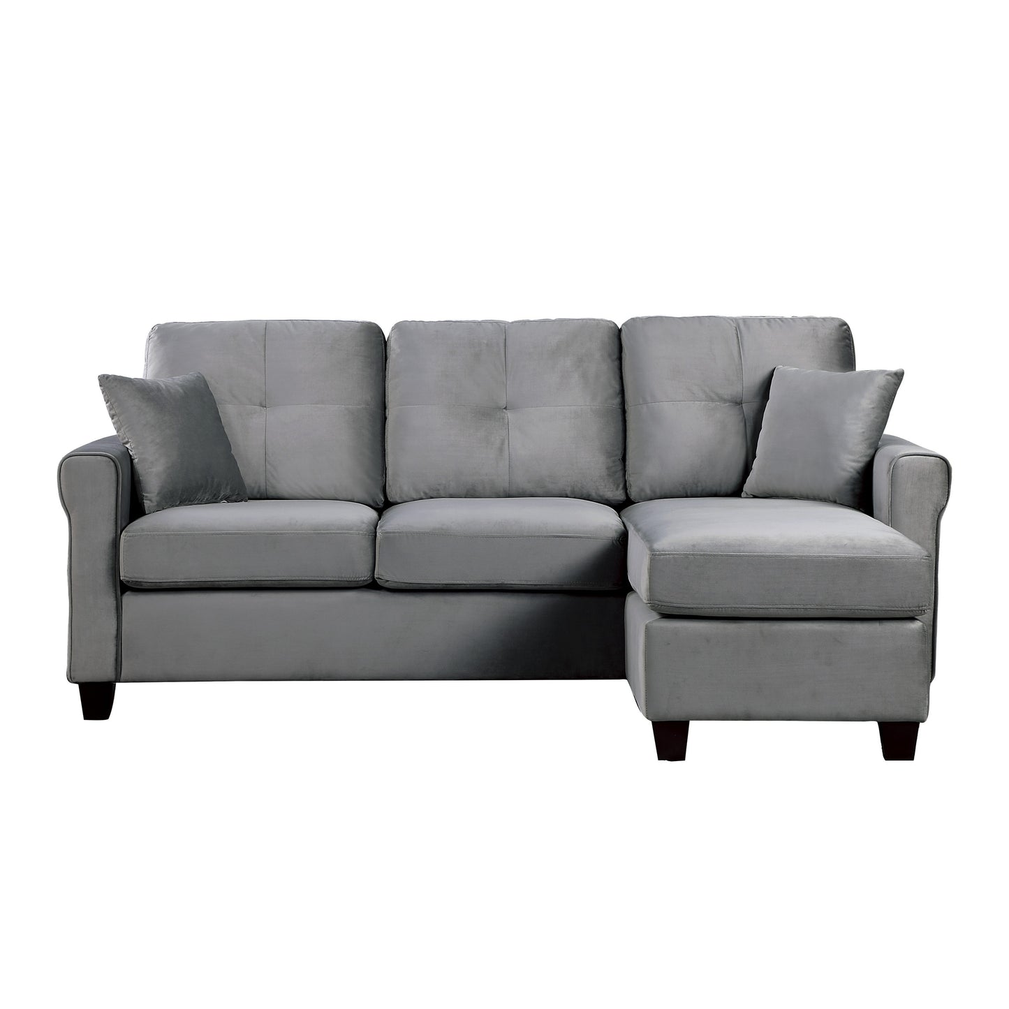Homelegance Monty Sectional Sofa Gray Velvet Reversible Design 9411GY-3SC