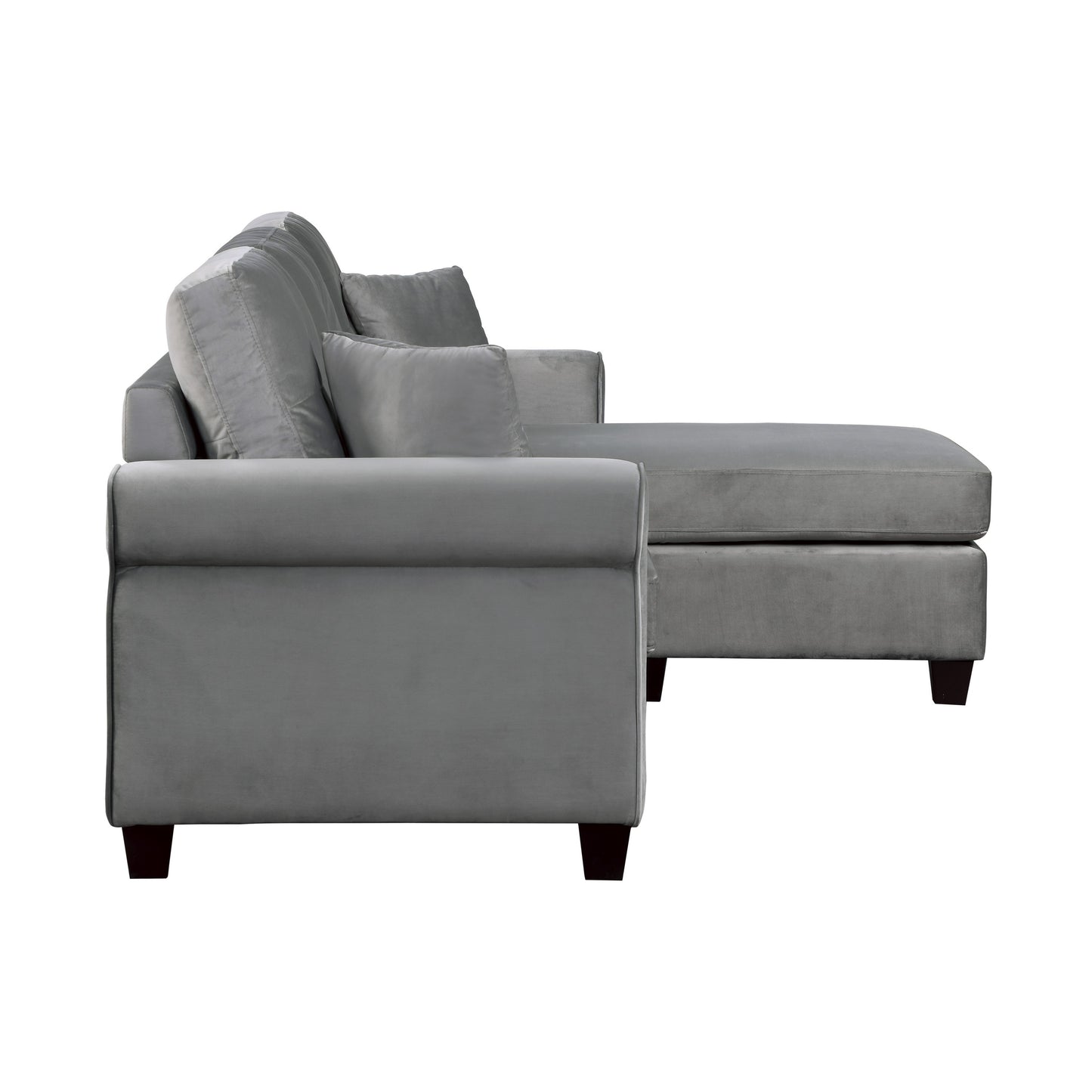 Homelegance Monty Sectional Sofa Gray Velvet Reversible Design 9411GY-3SC