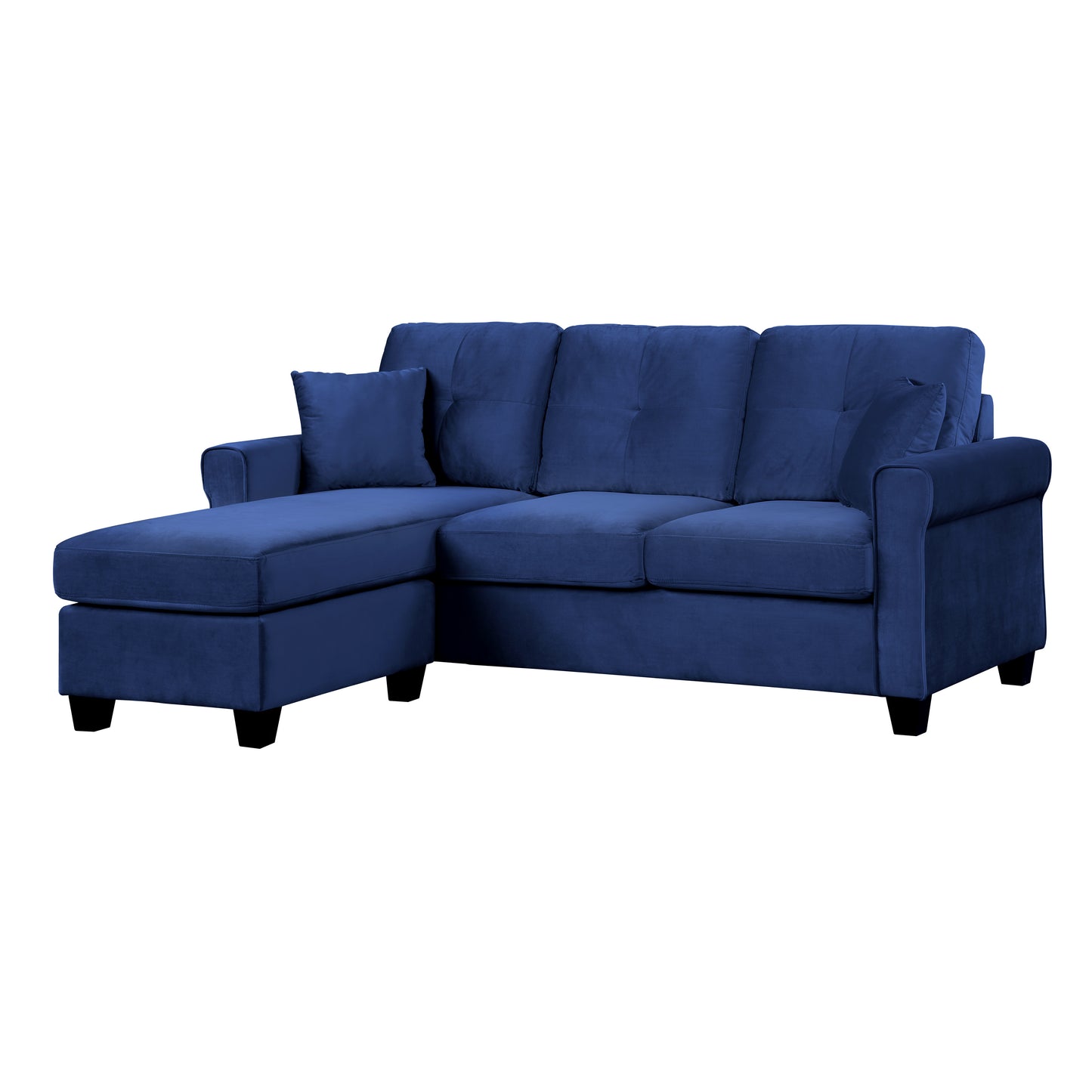 Homelegance Monty Sectional Sofa Navy Velvet Reversible Chic Comfort 9411NV-3SC