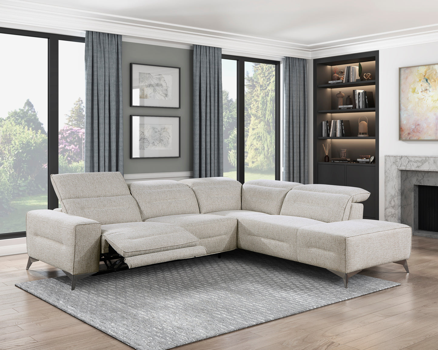 Homelegance Adahlia Power Reclining Sectional Sofa in Sand 9414-SCPW