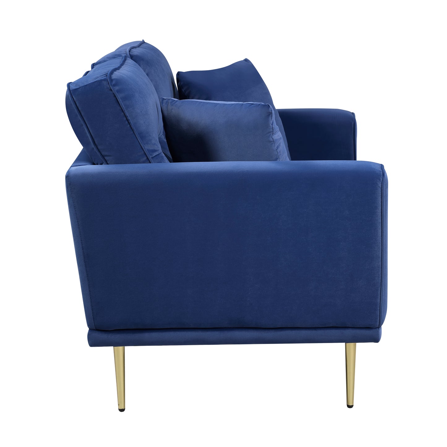 Homelegance Violetta Blue Velvet Loveseat with Gold Metal Legs 9417BUE-2