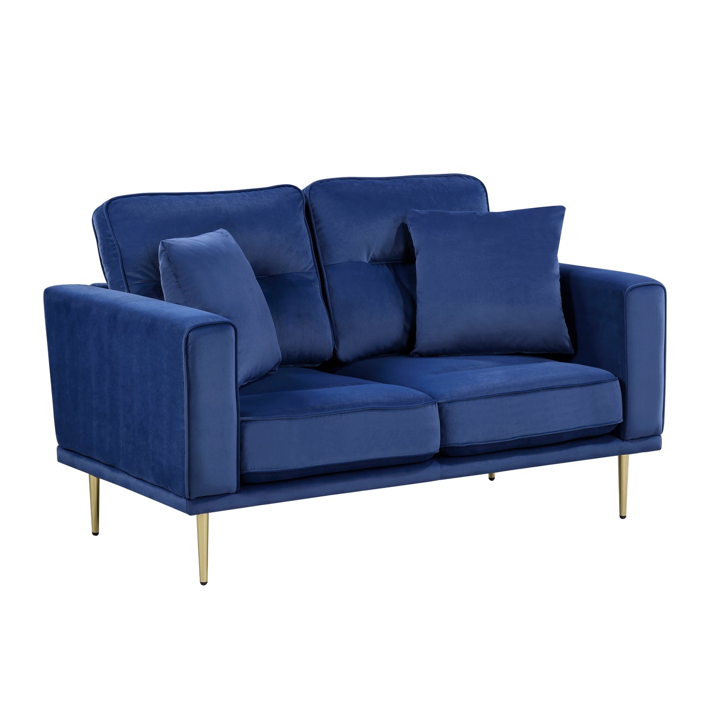 Homelegance Violetta Blue Velvet Loveseat with Gold Metal Legs 9417BUE-2