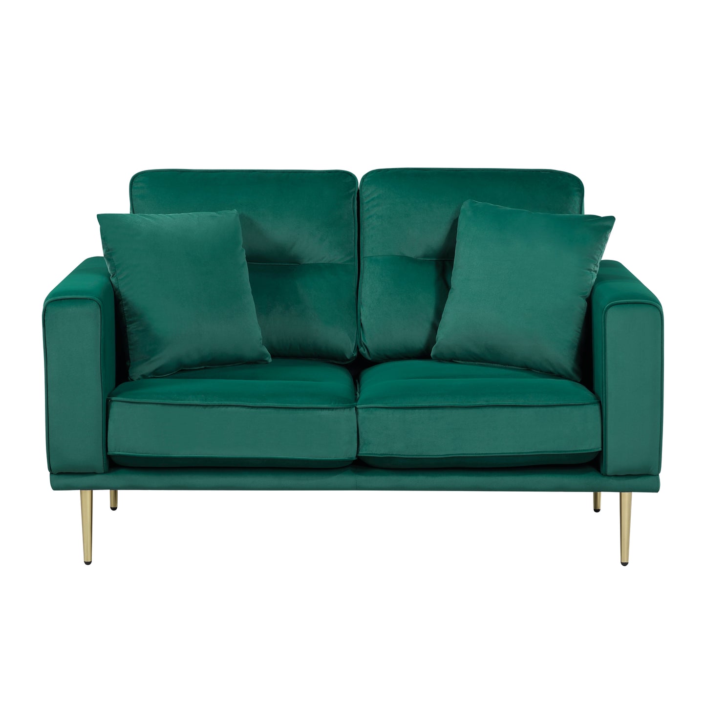 Homelegance Violetta Green Velvet Loveseat with Gold Metal Legs 9417GRN-2