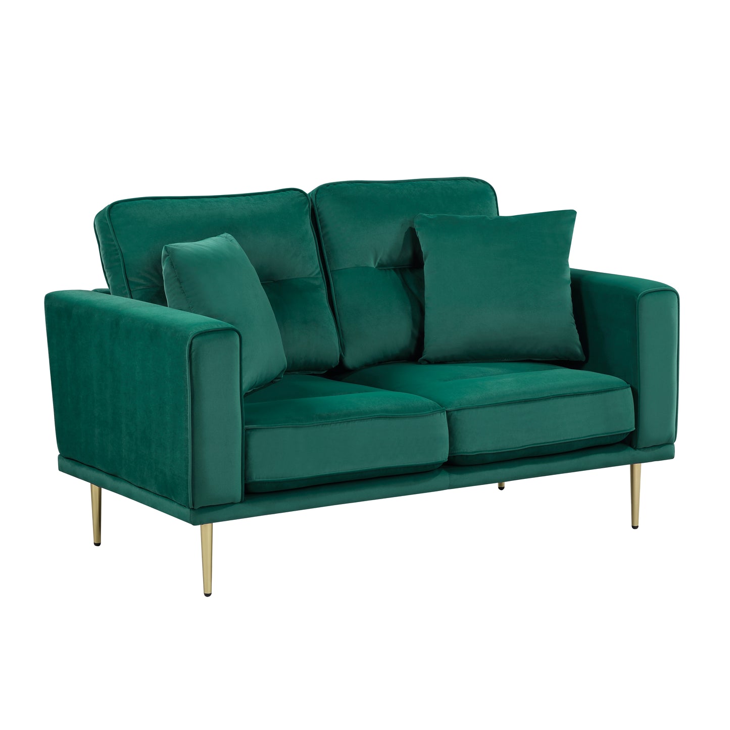 Homelegance Violetta Green Velvet Loveseat with Gold Metal Legs 9417GRN-2