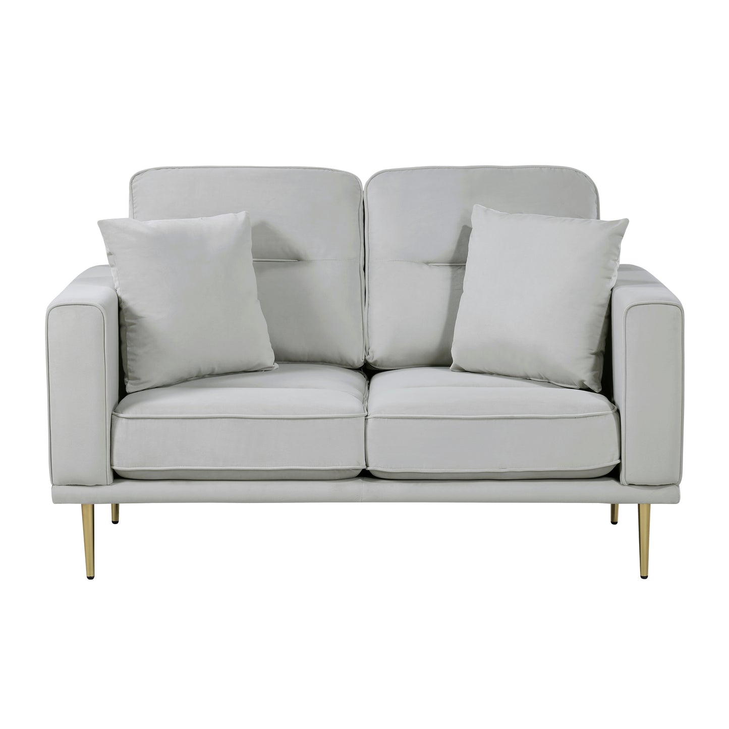 Homelegance Violetta Gray Velvet Loveseat with Gold Metal Legs 9417GRY-2