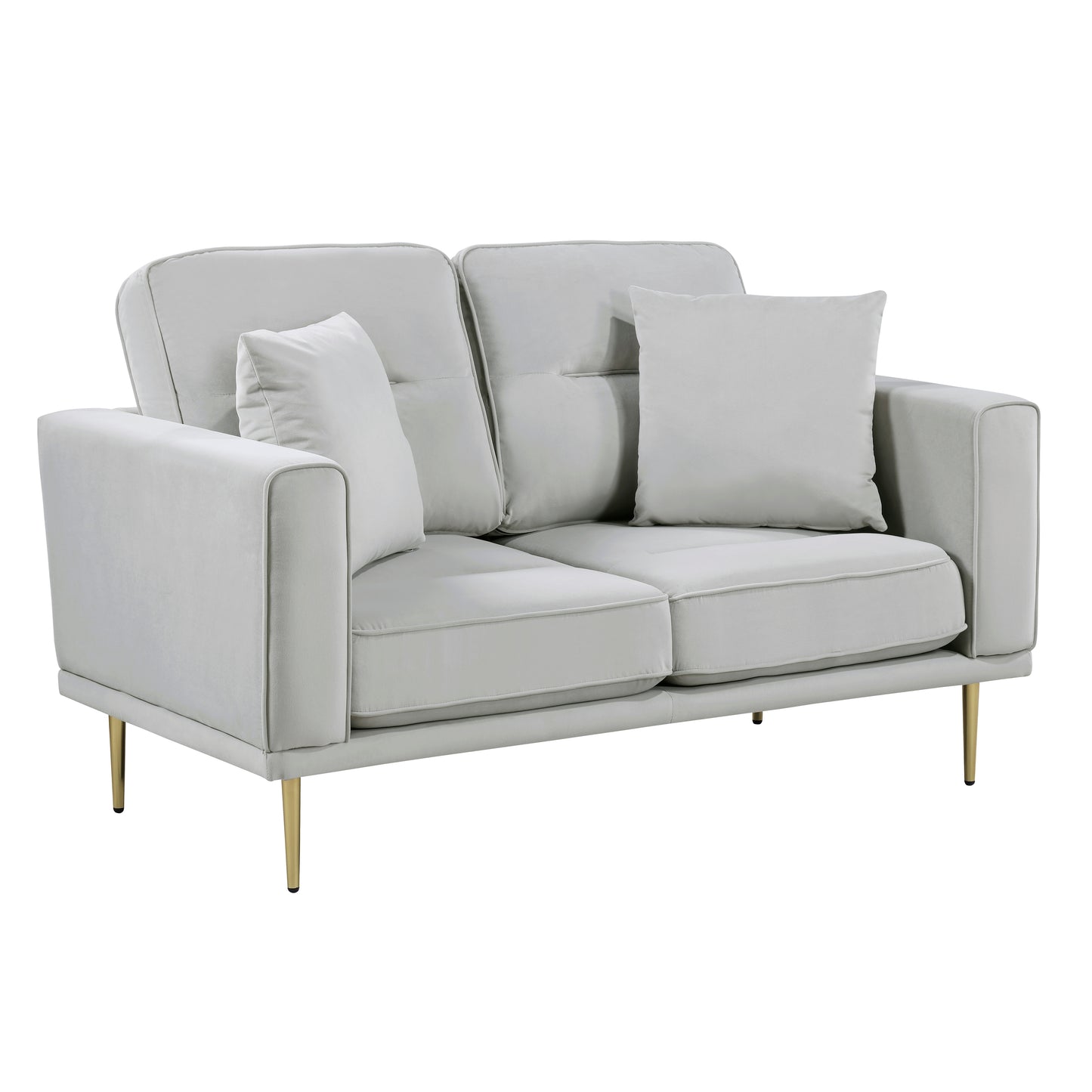 Homelegance Violetta Gray Velvet Loveseat with Gold Metal Legs 9417GRY-2