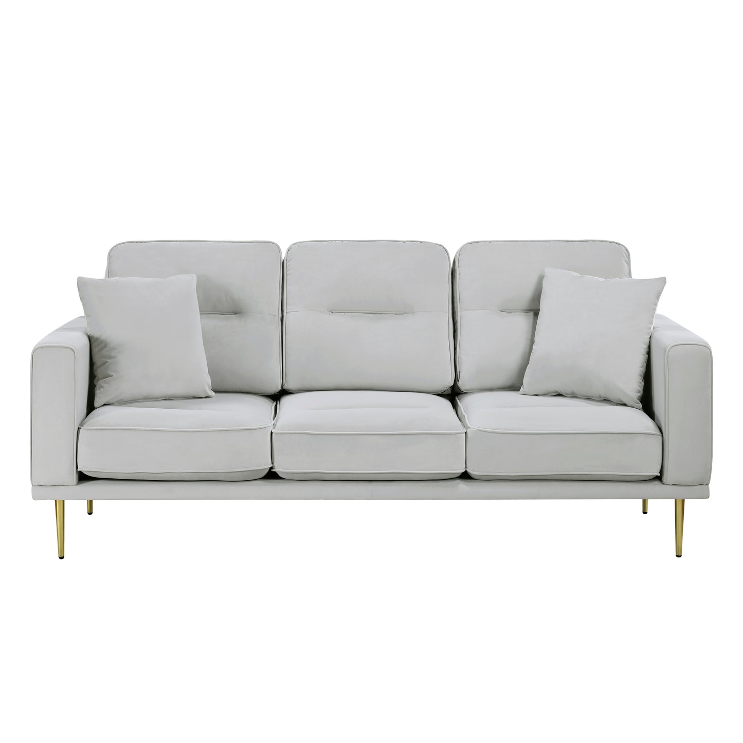 Homelegance Violetta Gray Velvet Sectional Sofa with Gold Finish Legs 9417GRY-3