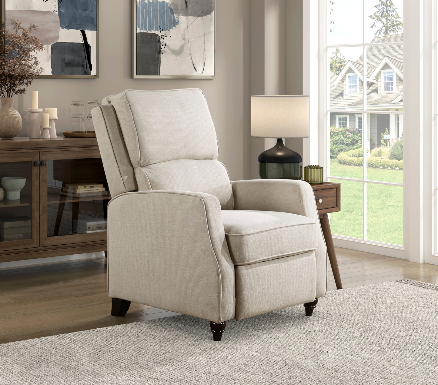Homelegance Loveland Reclining Chair in Textured Beige Upholstery 9418BE-1