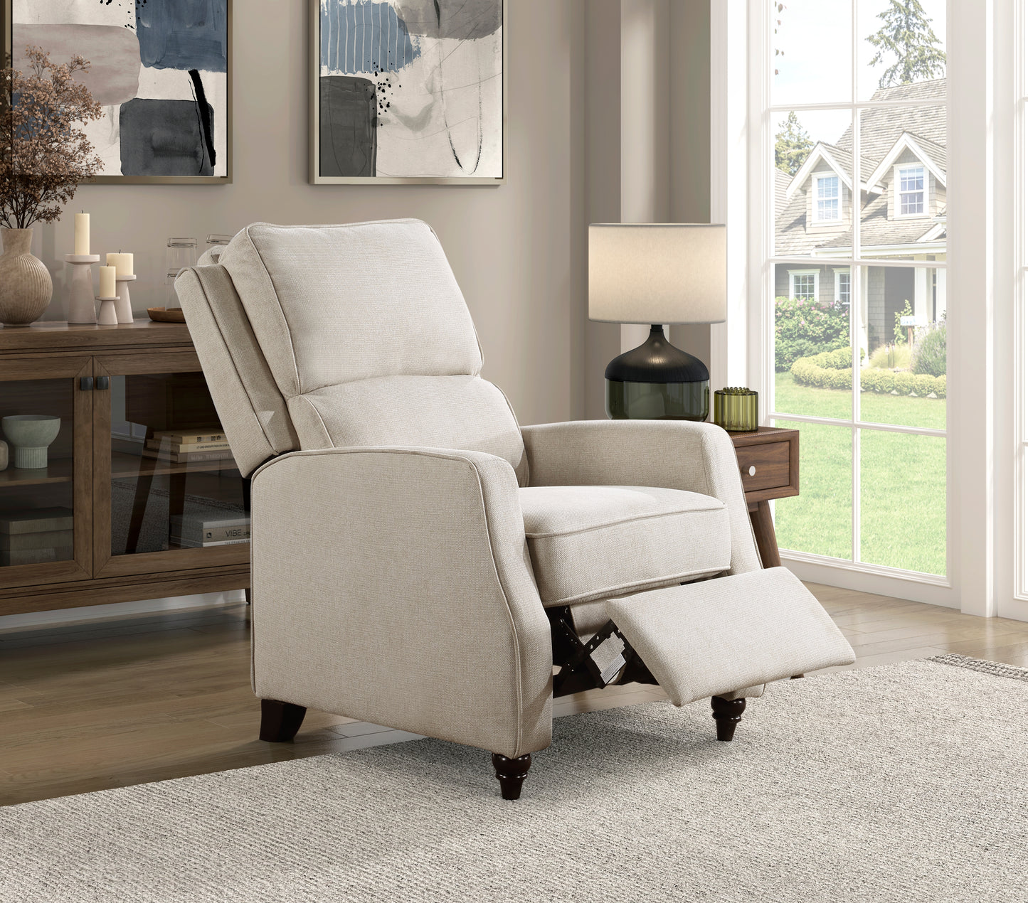 Homelegance Loveland Reclining Chair in Textured Beige Upholstery 9418BE-1