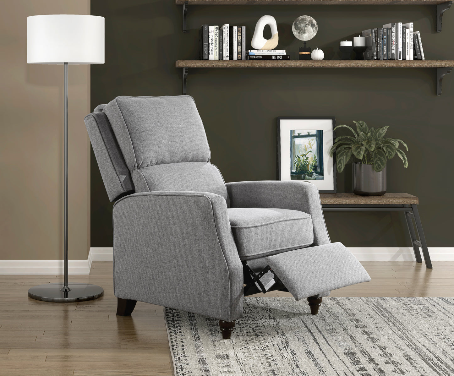 Homelegance Loveland Reclining Chair in Textured Gray Fabric 9418GY-1