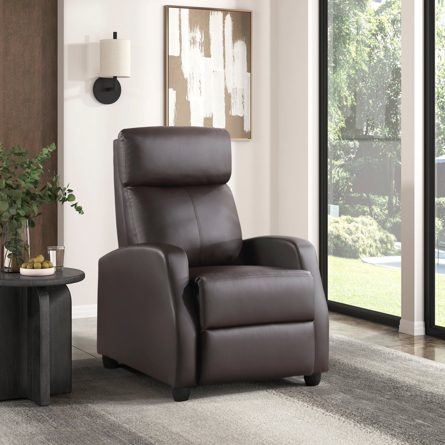 Homelegance Greenfield Reclining Chair in Dark Brown Faux Leather 9420DB-1