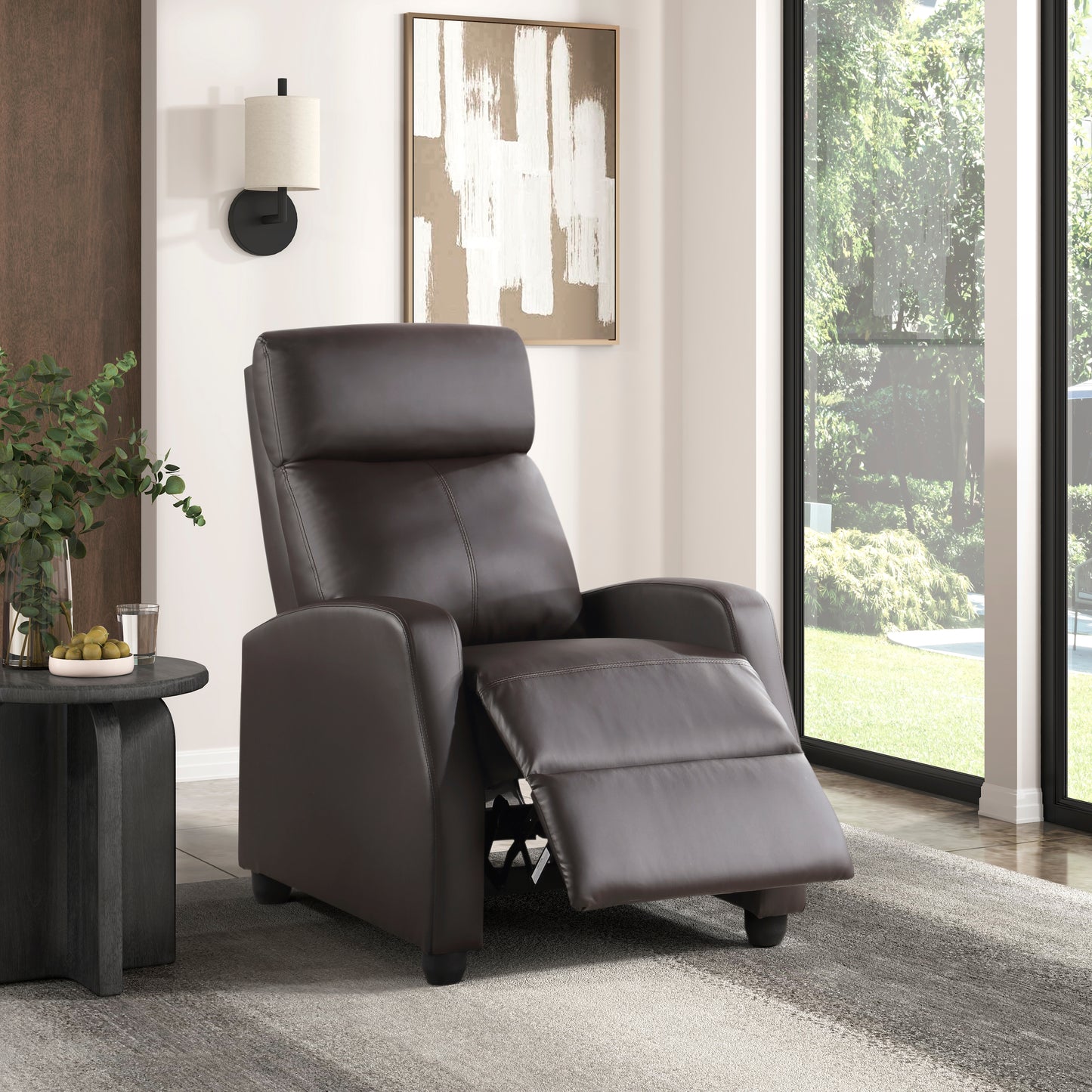 Homelegance Greenfield Reclining Chair in Dark Brown Faux Leather 9420DB-1