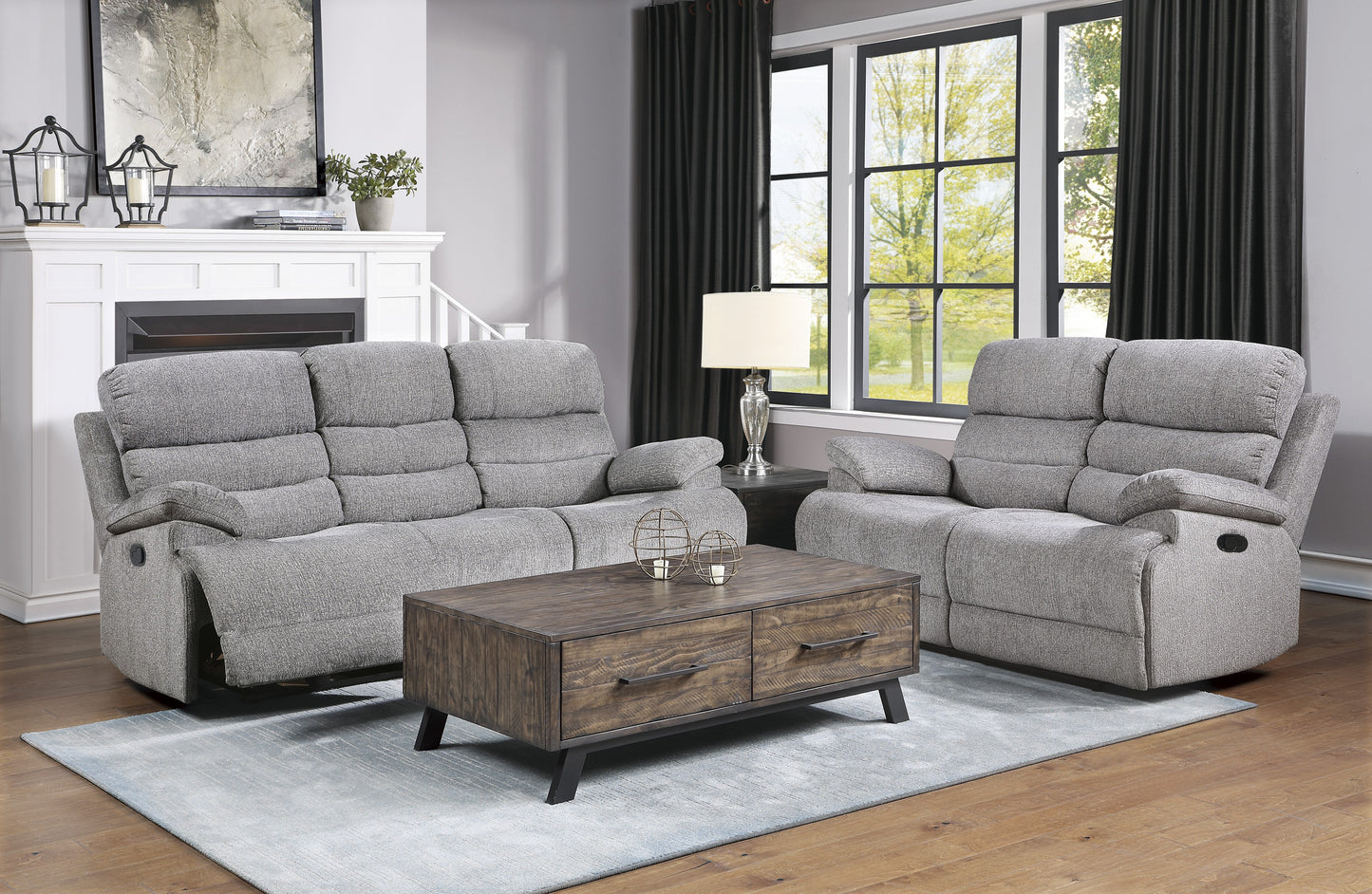 Homelegance Sherbrook Smoke Chenille Sectional Sofa 9422FS-3