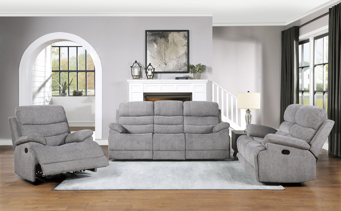 Homelegance Sherbrook Smoke Chenille Sectional Sofa 9422FS-3