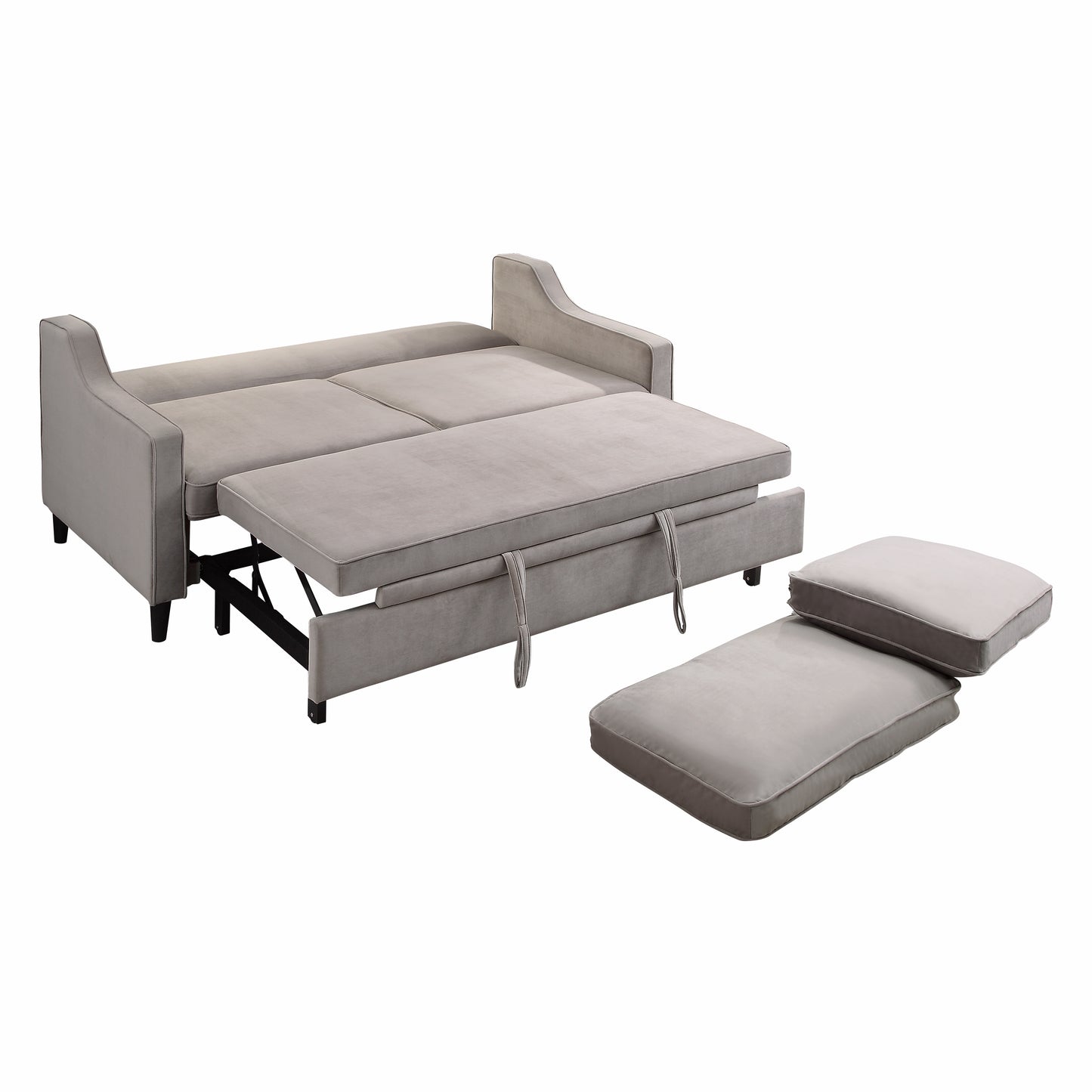 Homelegance Adelia Sofa Cobblestone Velvet Convertible Sleeper 9428CB-3CL
