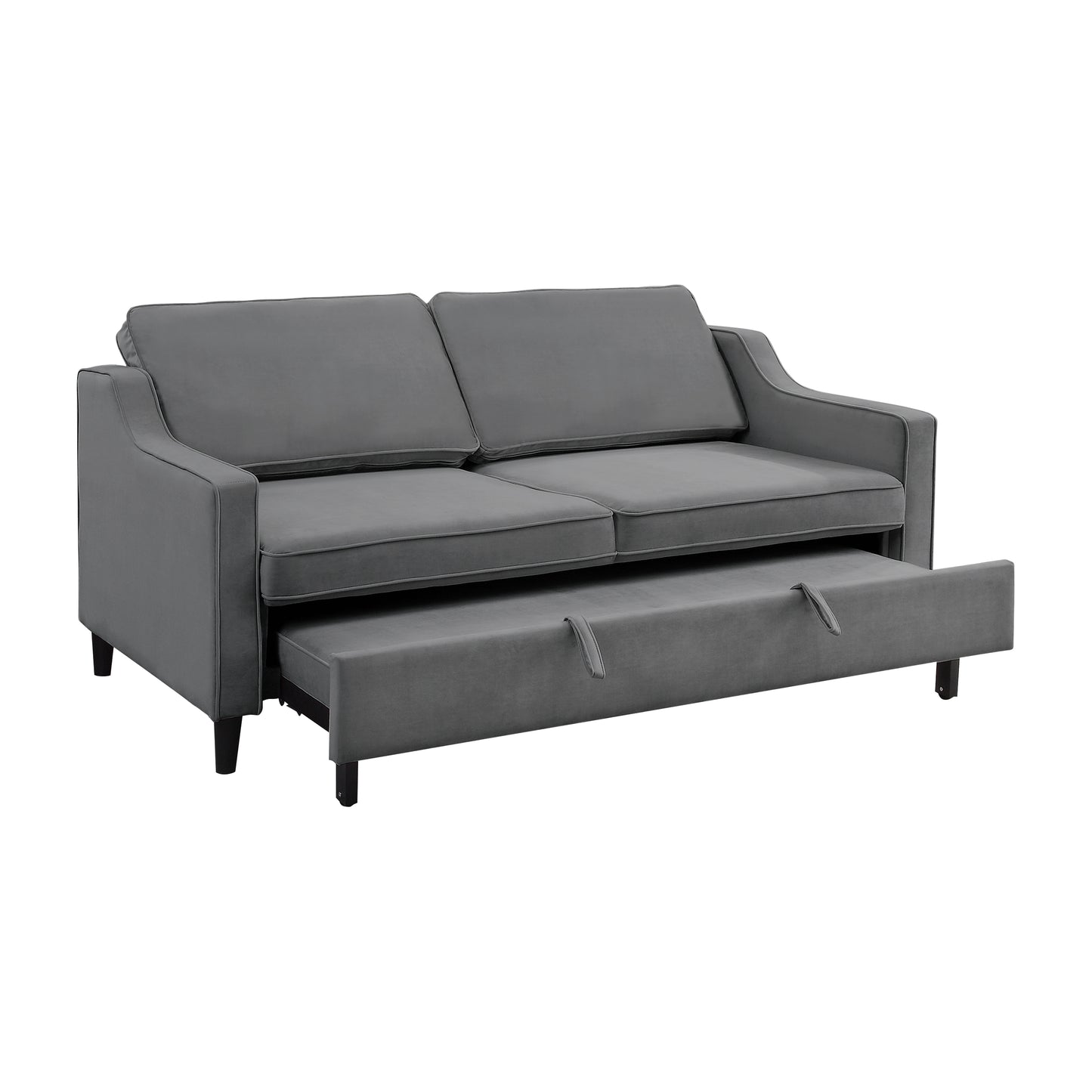 Homelegance Adelia Dark Gray Velvet Convertible Sofa with Pull-Out Bed 9428DG-3CL