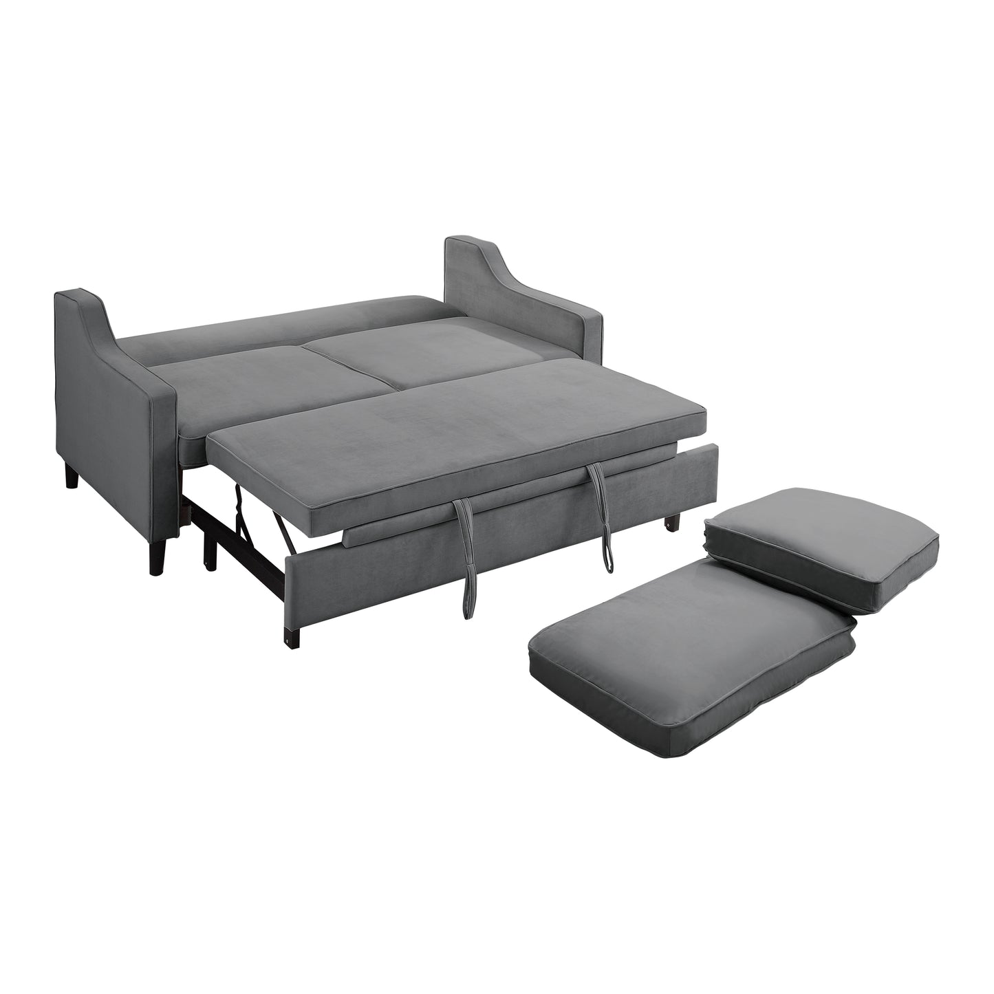 Homelegance Adelia Dark Gray Velvet Convertible Sofa with Pull-Out Bed 9428DG-3CL
