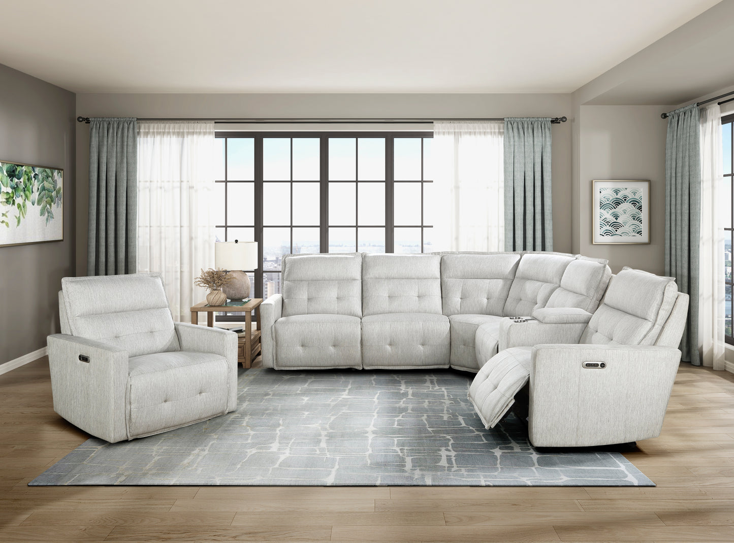 Homelegance Salida Sectional Sofa in White 9444HMP-6SCPWH