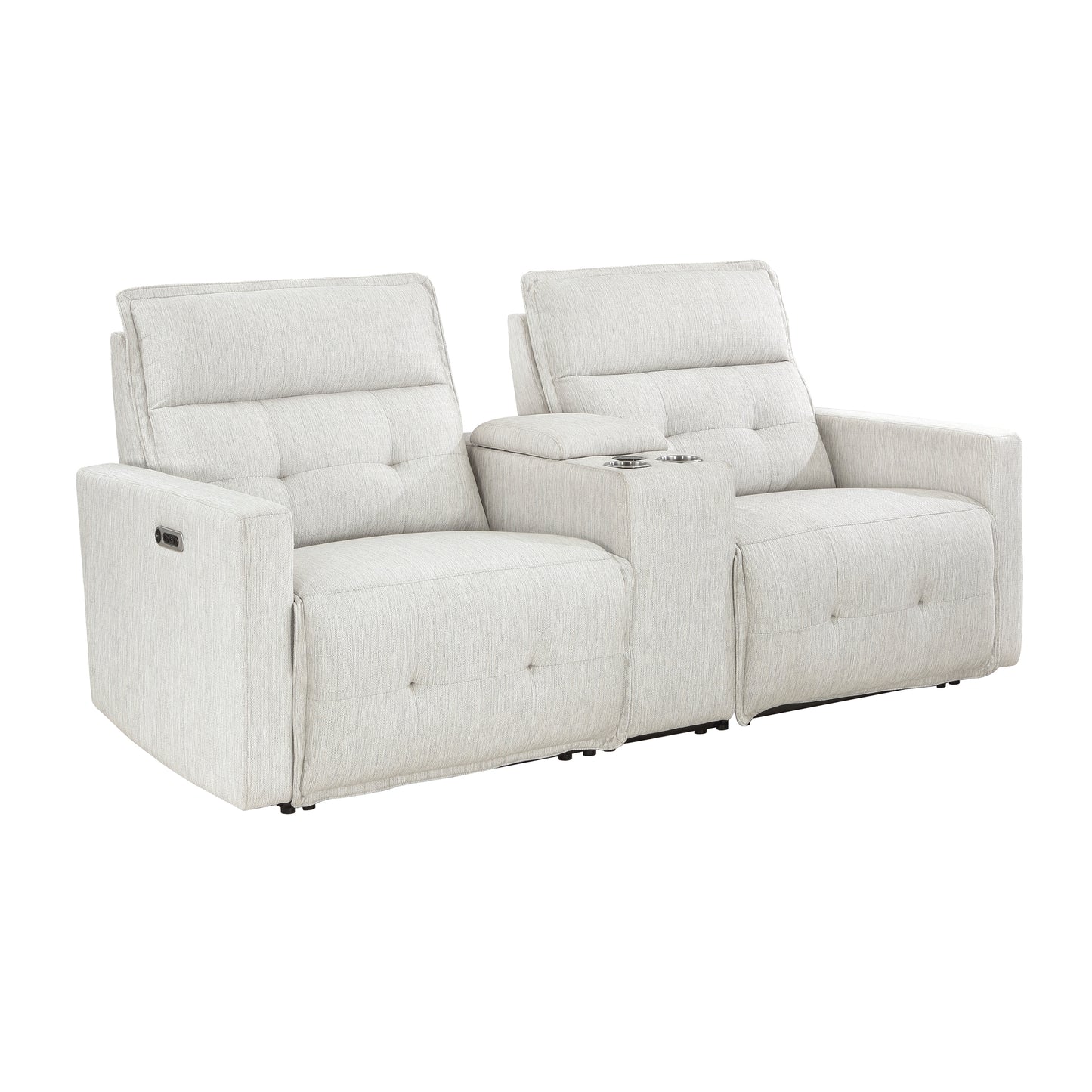 Homelegance Salida Loveseat Power Reclining with Center Console in White 9444HMP-2CNPWH